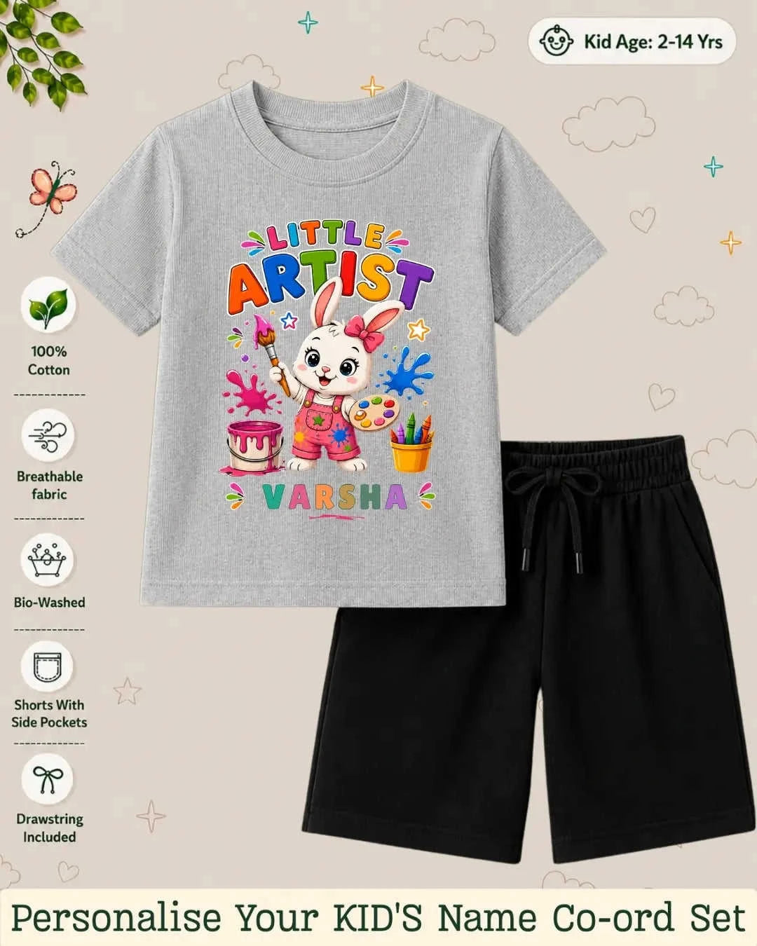 Little Artist Theme Kid Co-ord Set Swiftsoul