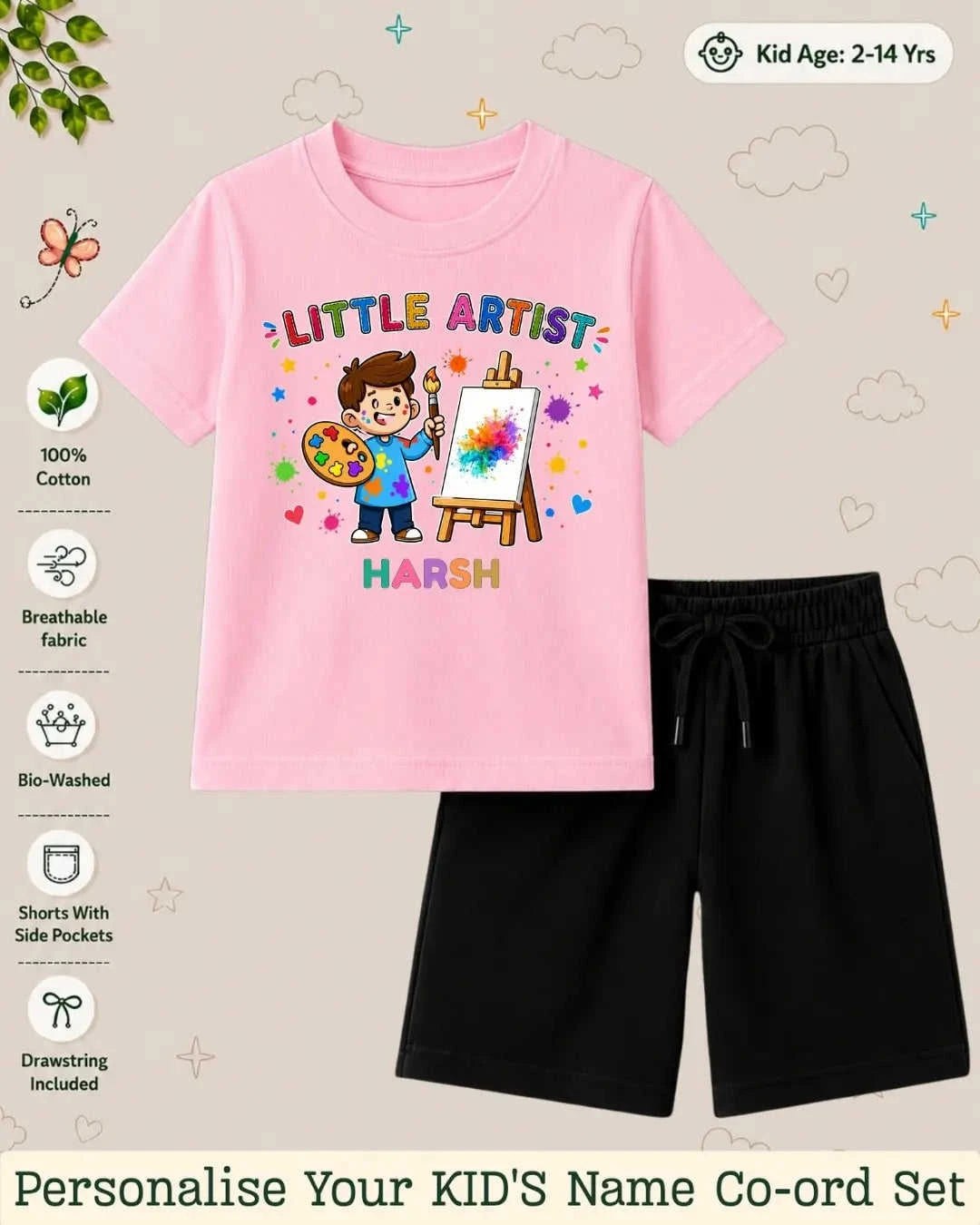 Little Artist Theme Kid Co-ord Set Swiftsoul