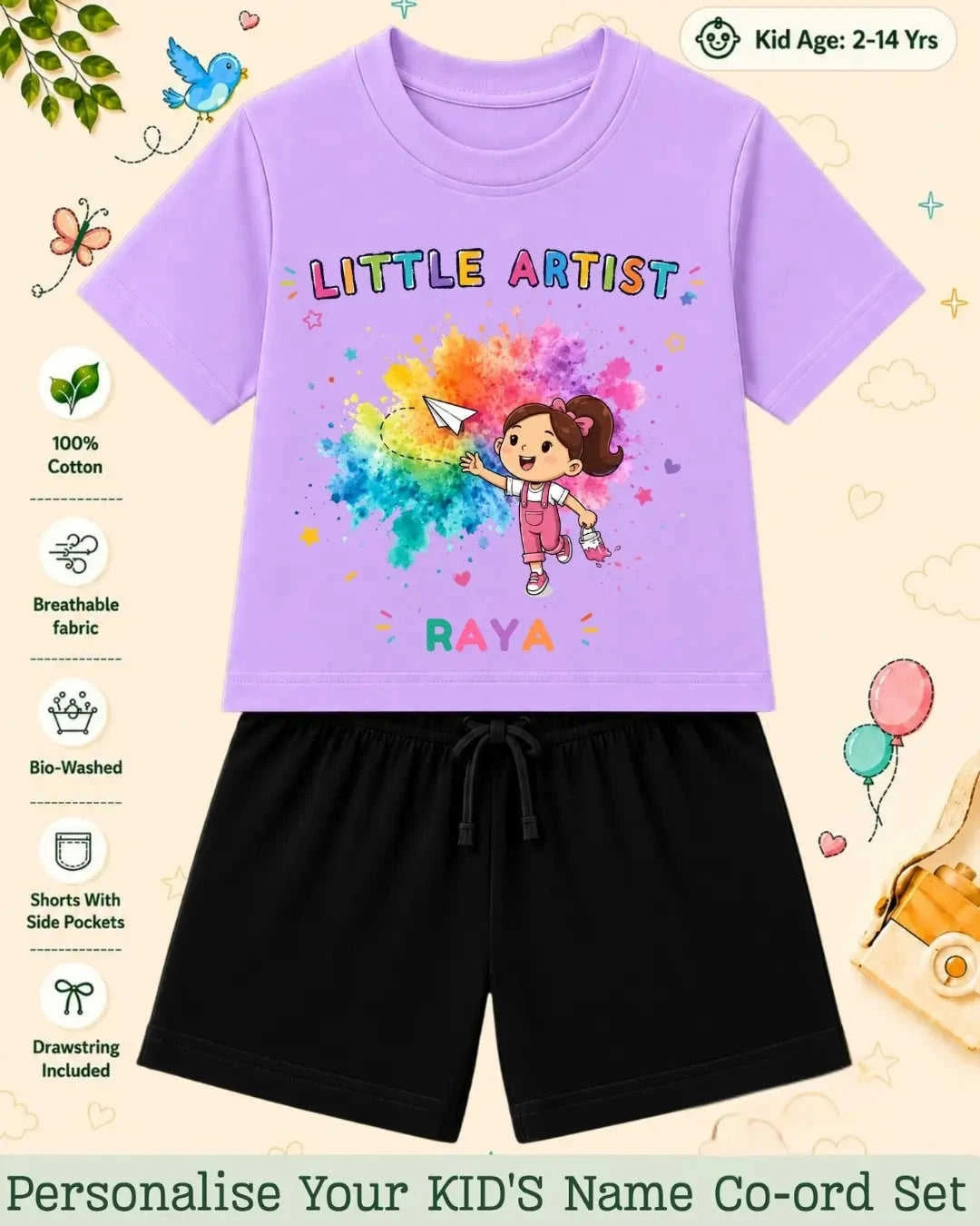 Little Artist Theme Kid Co-ord Set Swiftsoul