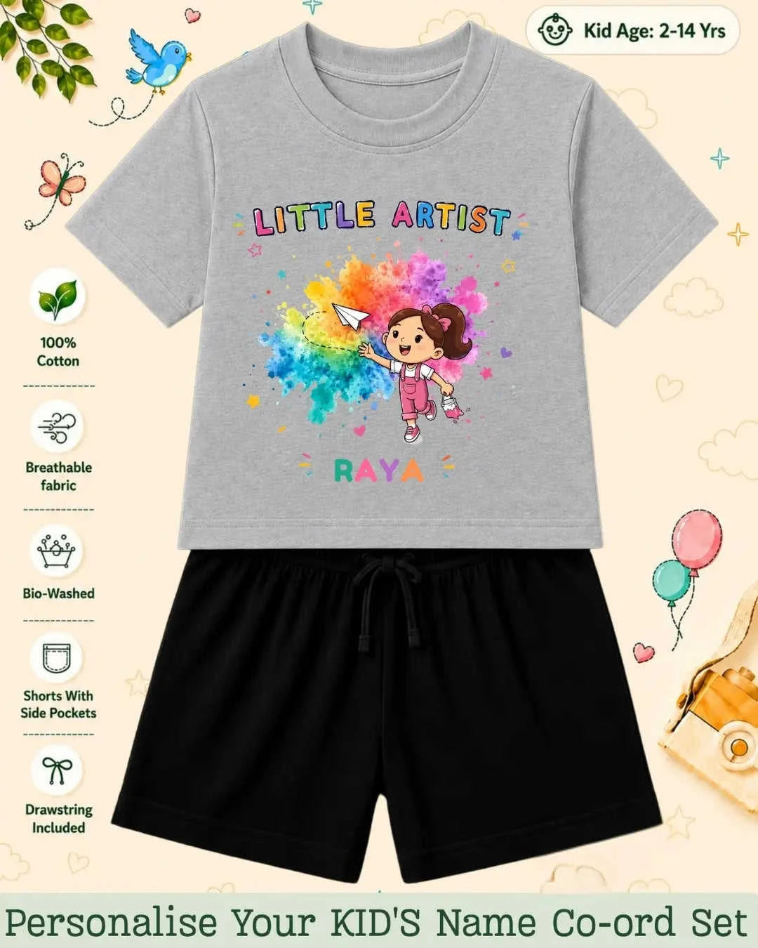 Little Artist Theme Kid Co-ord Set Swiftsoul