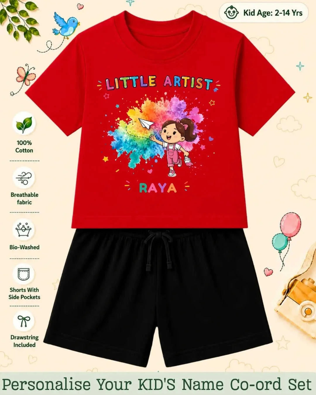Little Artist Theme Kid Co-ord Set Swiftsoul