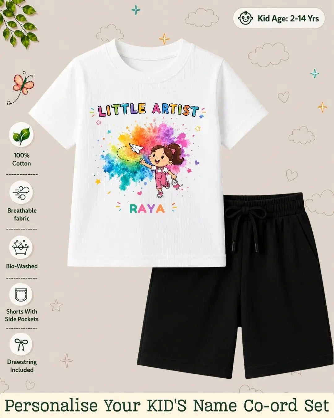 Little Artist Theme Kid Co-ord Set Swiftsoul