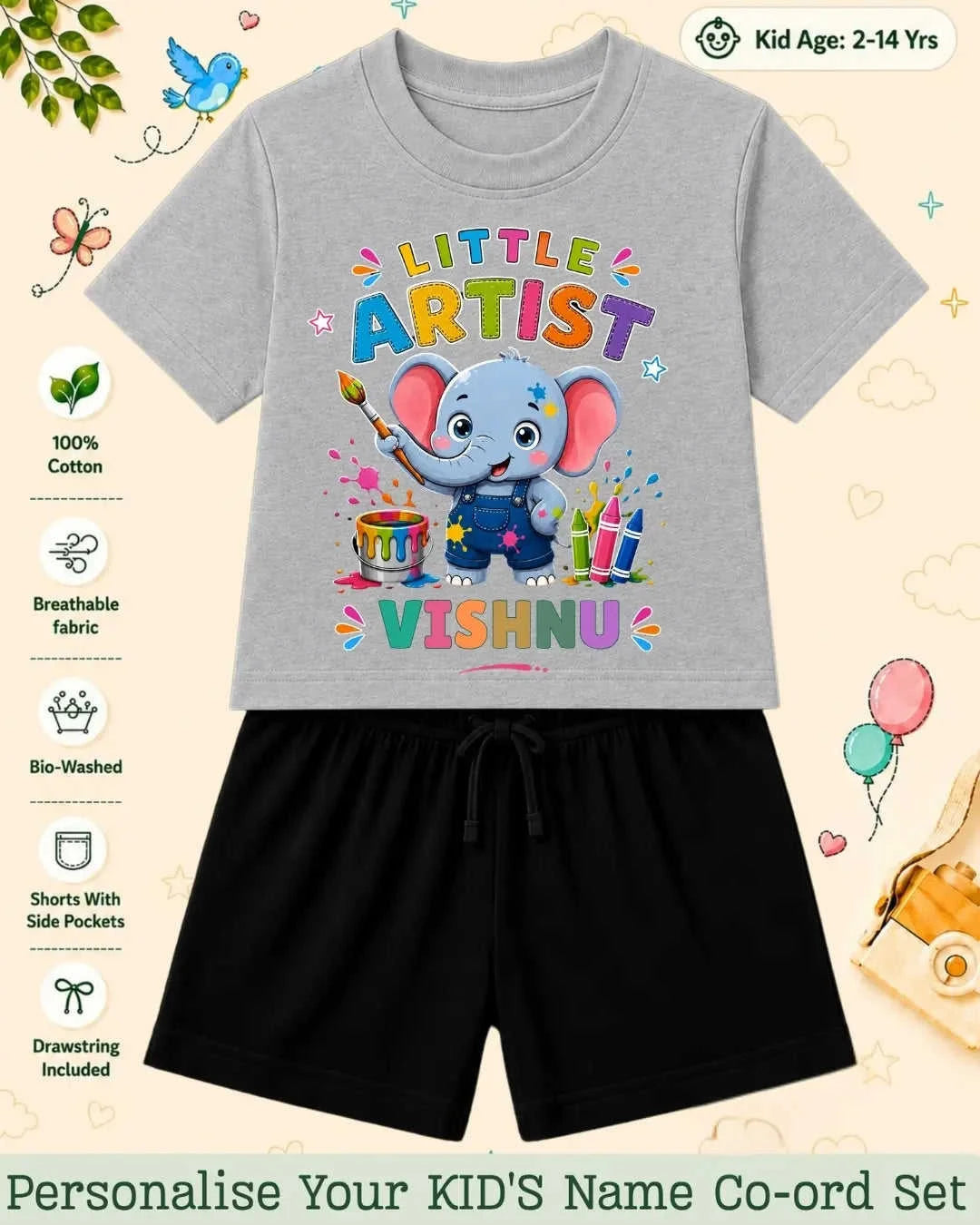 Little Artist Theme Kid Co-ord Set Swiftsoul