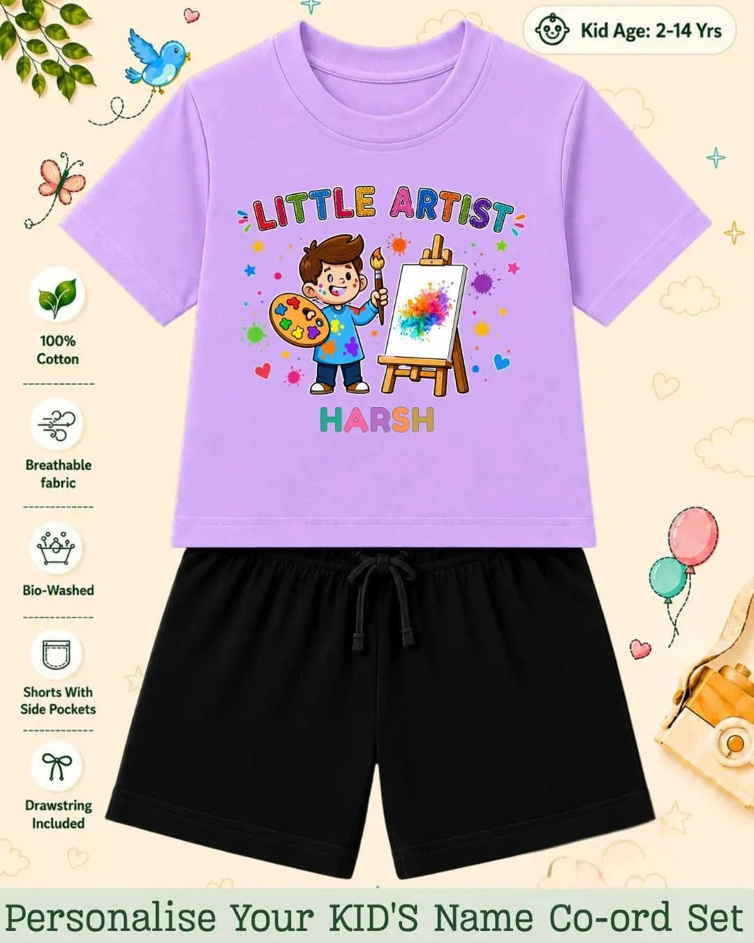 Little Artist Theme Kid's Co-ord Set Swiftsoul