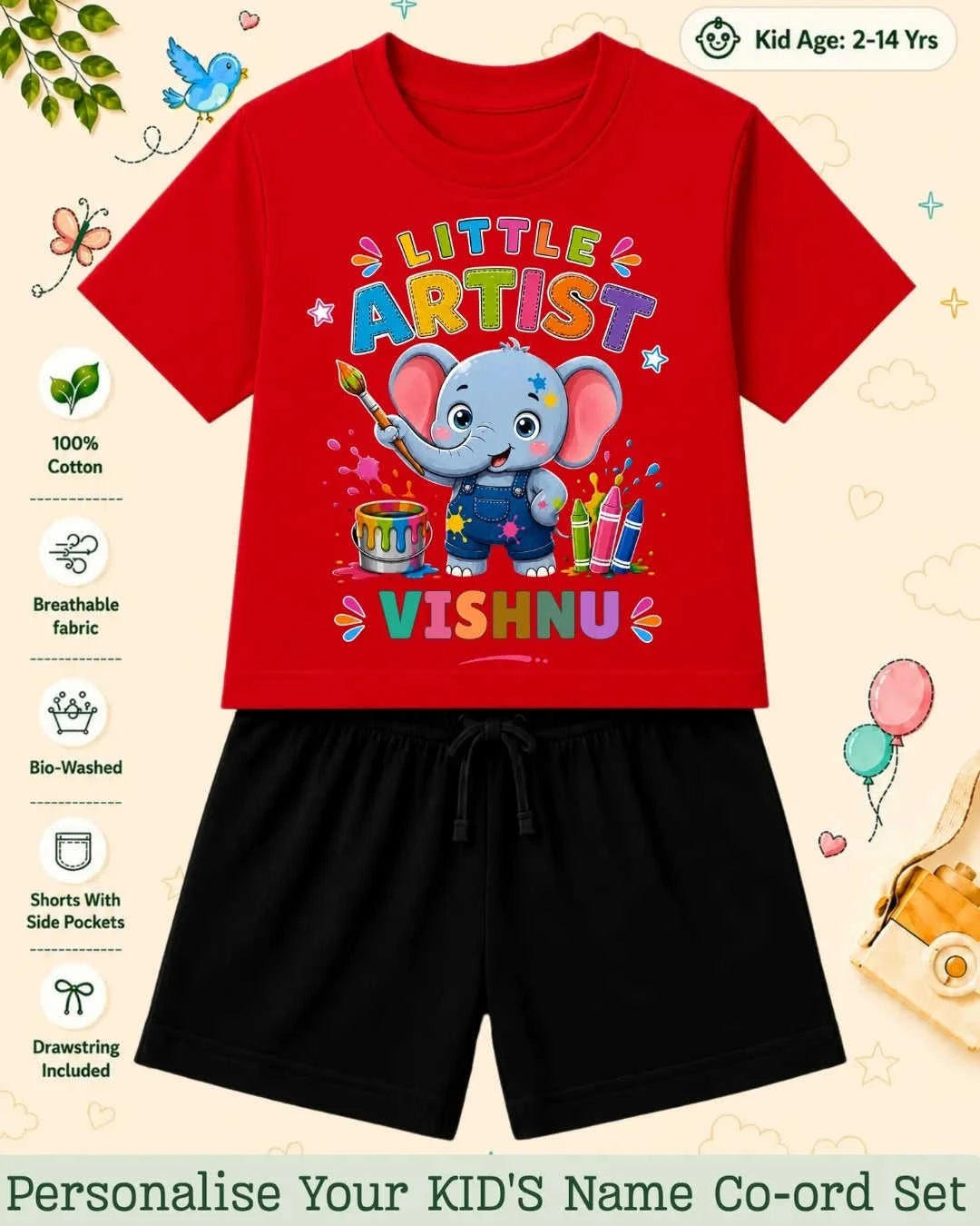 Little Artist Theme Kid's Co-ord Set Swiftsoul