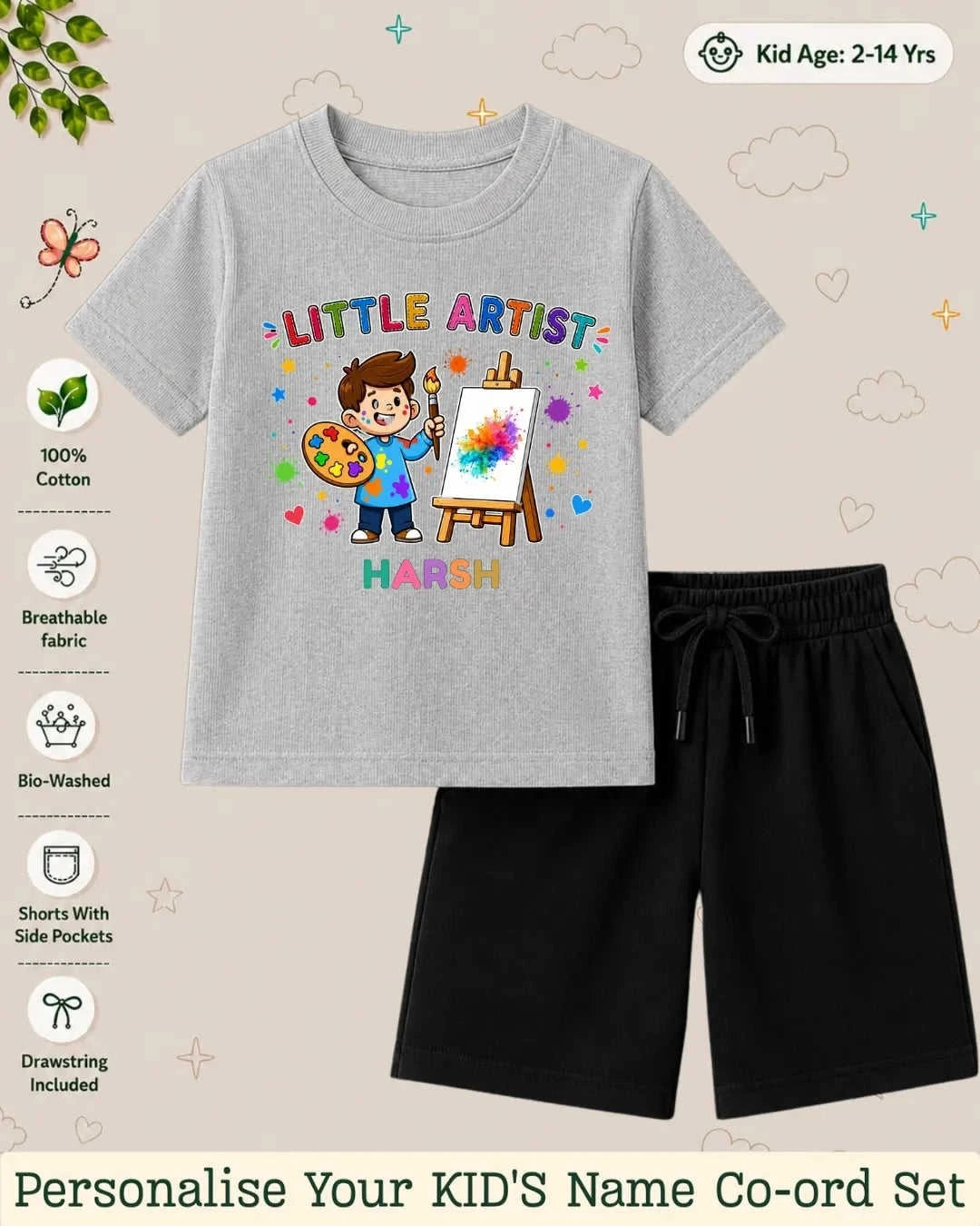 Little Artist Theme Kid's Co-ord Set Swiftsoul