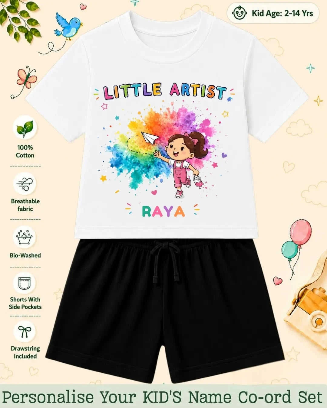 Little Artist Theme Kid's Co-ord Set Swiftsoul
