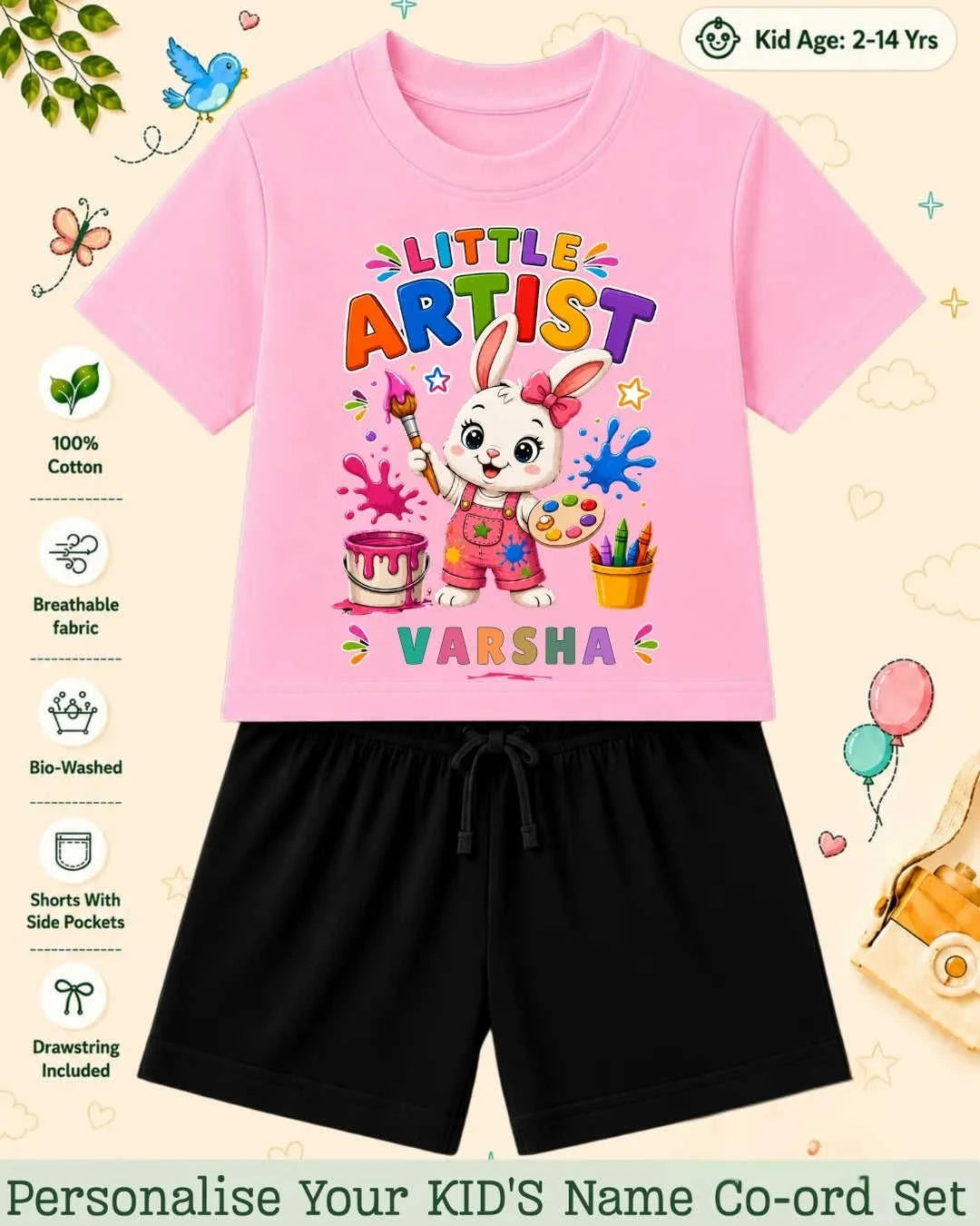 Little Artist Theme Kid's Co-ord Set Swiftsoul