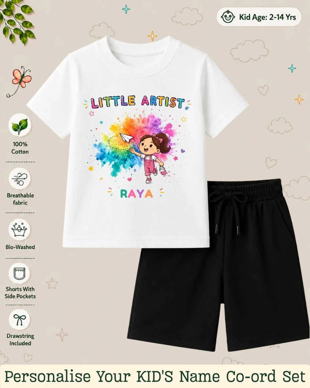 Little Artist Theme Kid's Co-ord Set Swiftsoul