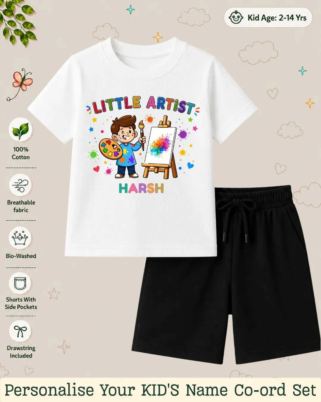 Little Artist Theme Kid's Co-ord Set Swiftsoul