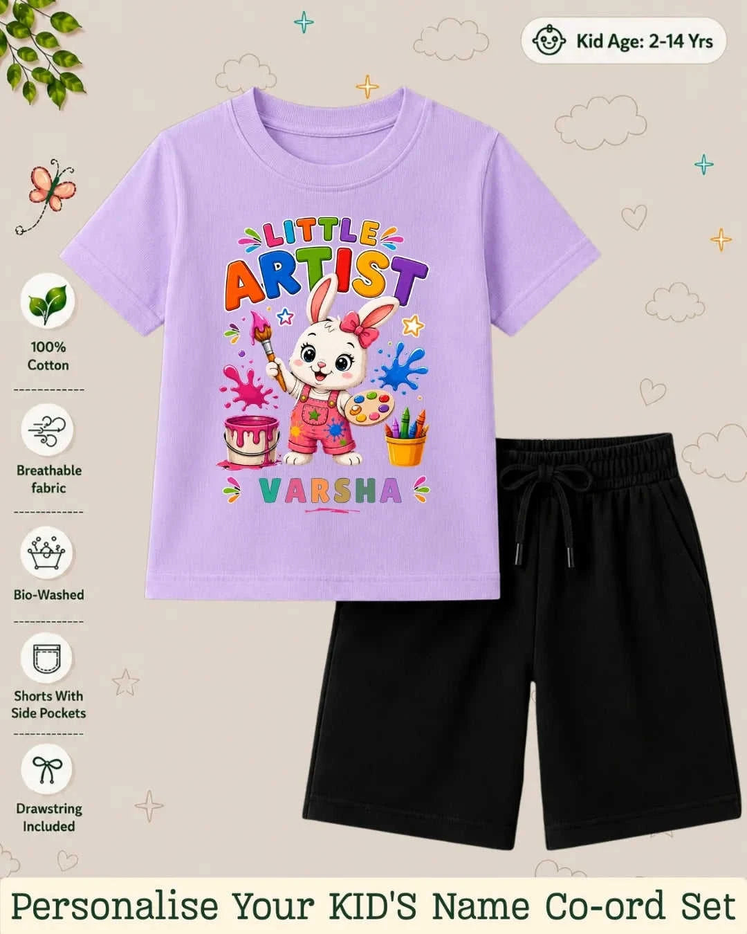 Little Artist Theme Kid's Co-ord Set Swiftsoul