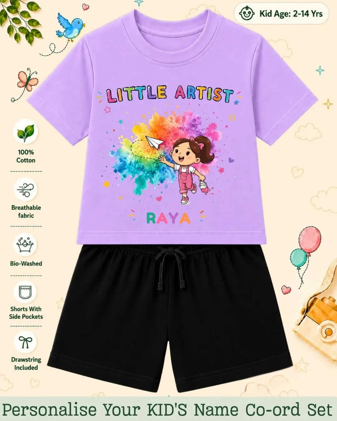 Little Artist Theme Kid's Co-ord Set Swiftsoul