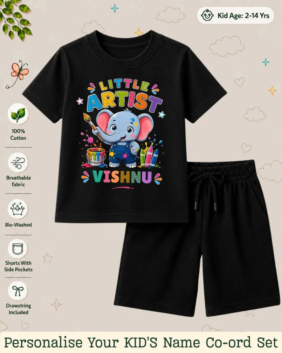 Little Artist Theme Kid's Co-ord Set Swiftsoul
