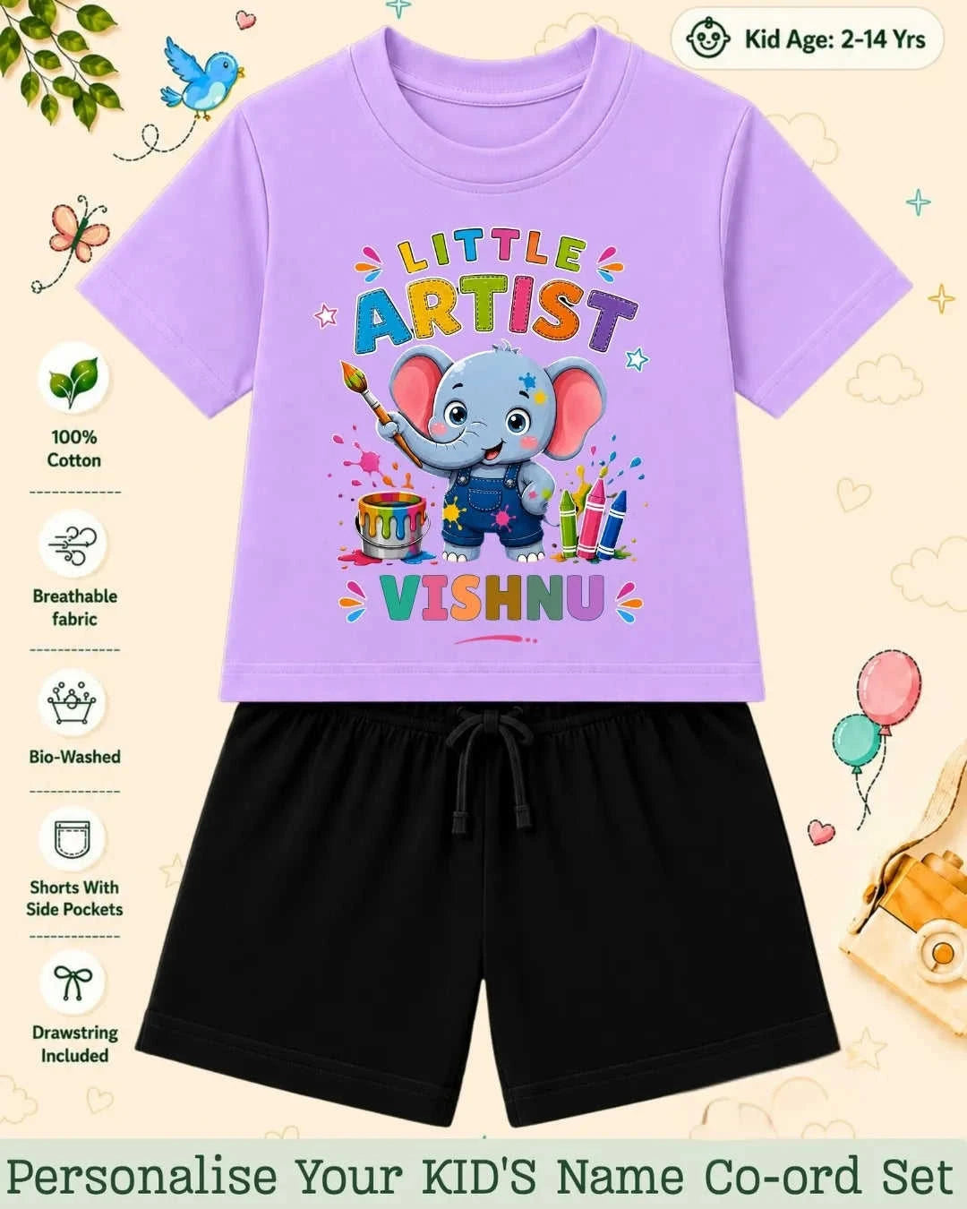 Little Artist Theme Kid's Co-ord Set Swiftsoul