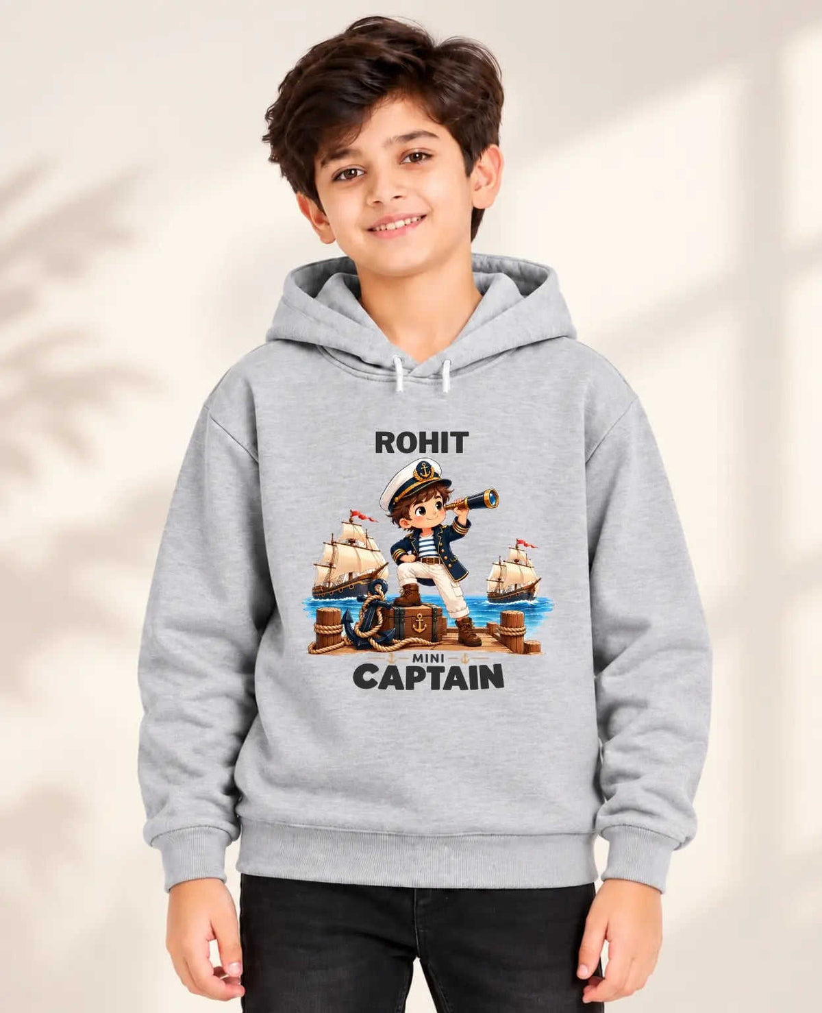 Little Captain Kid Cotton Custom Hoodie Swiftsoul