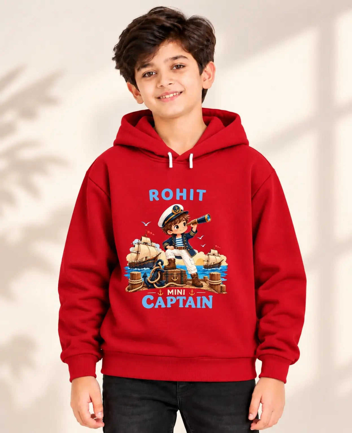 Little Captain Kid Cotton Custom Hoodie Swiftsoul