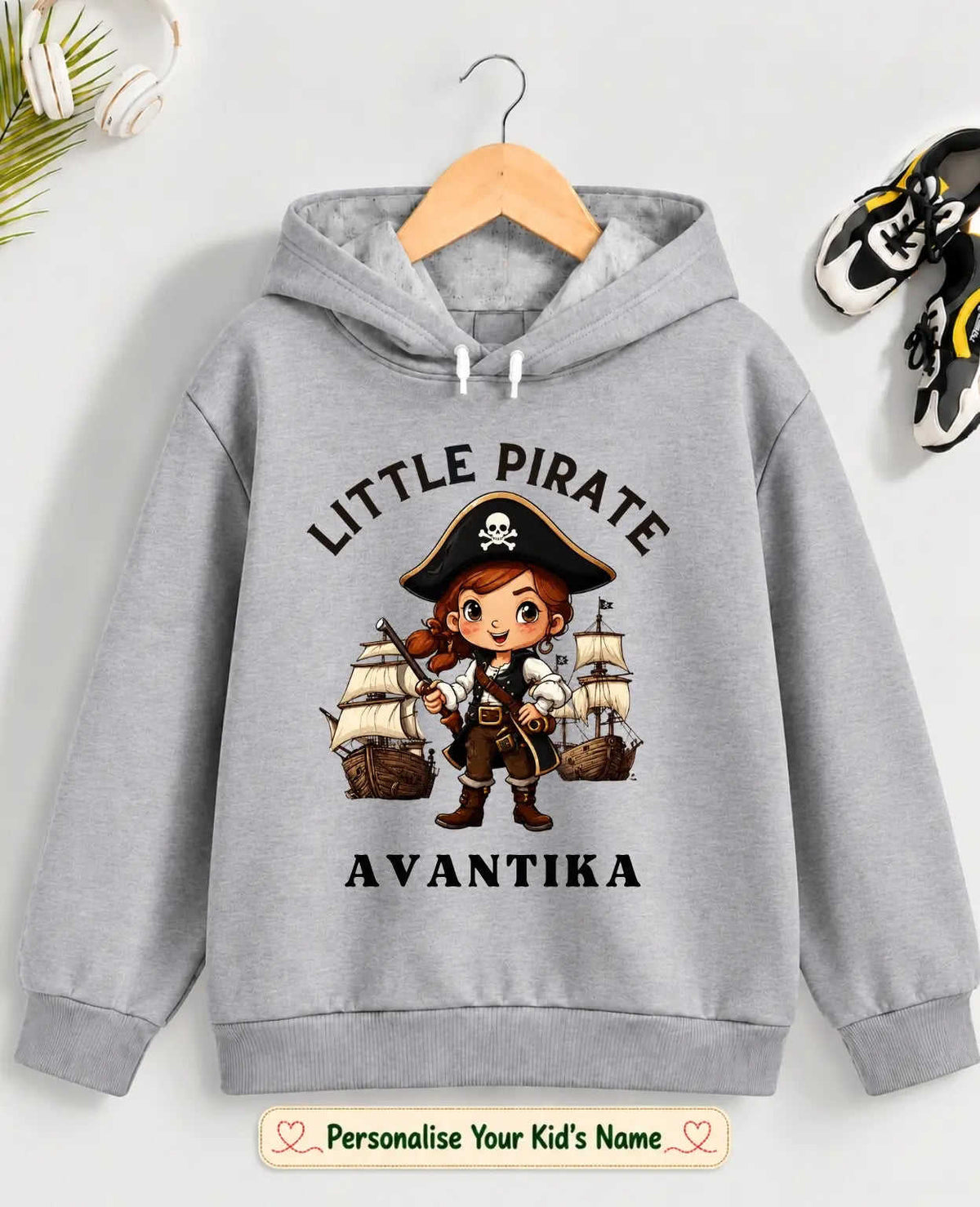 Little Captain Kid Cotton Custom Hoodie Swiftsoul