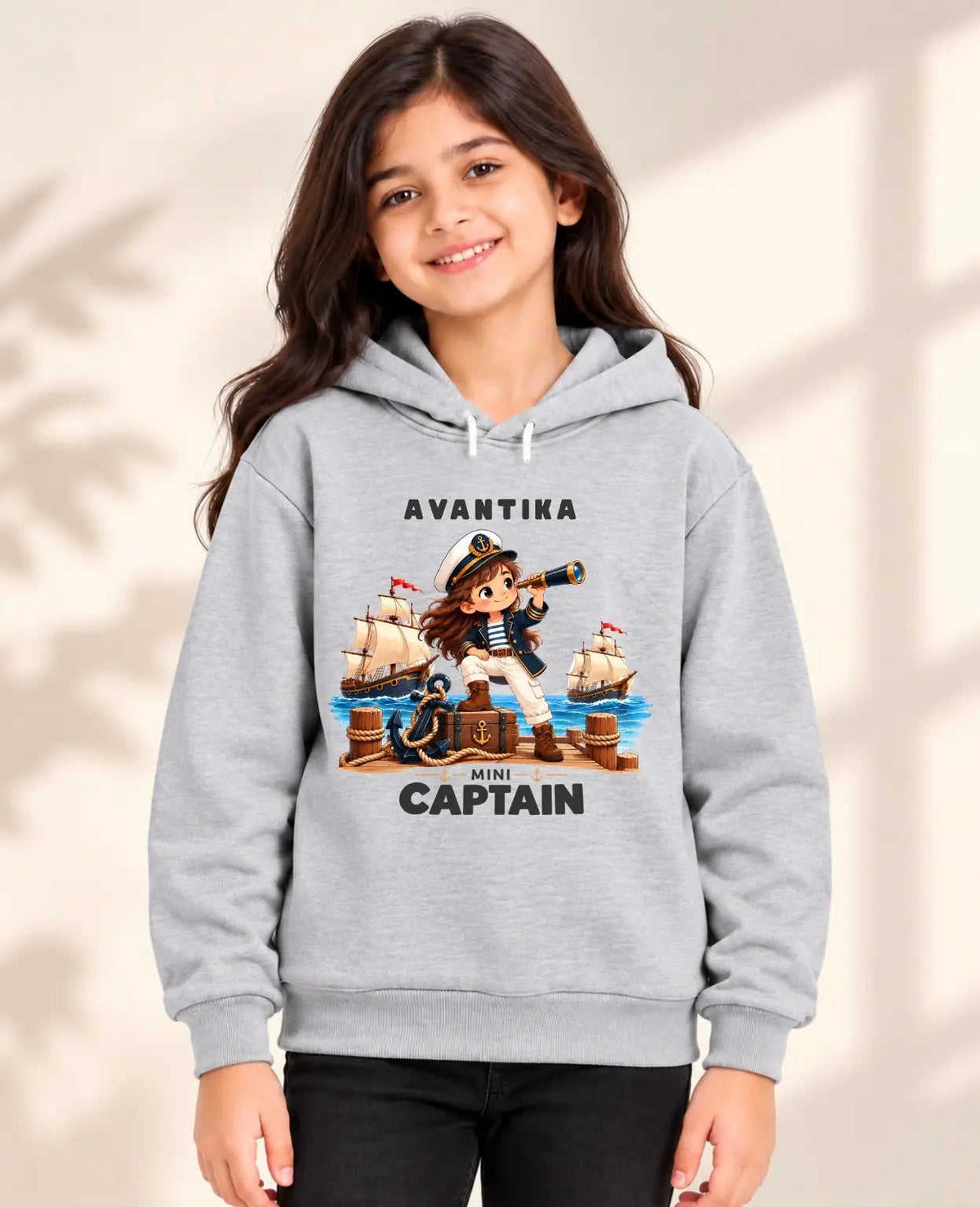 Little Captain Kid Cotton Custom Hoodie Swiftsoul