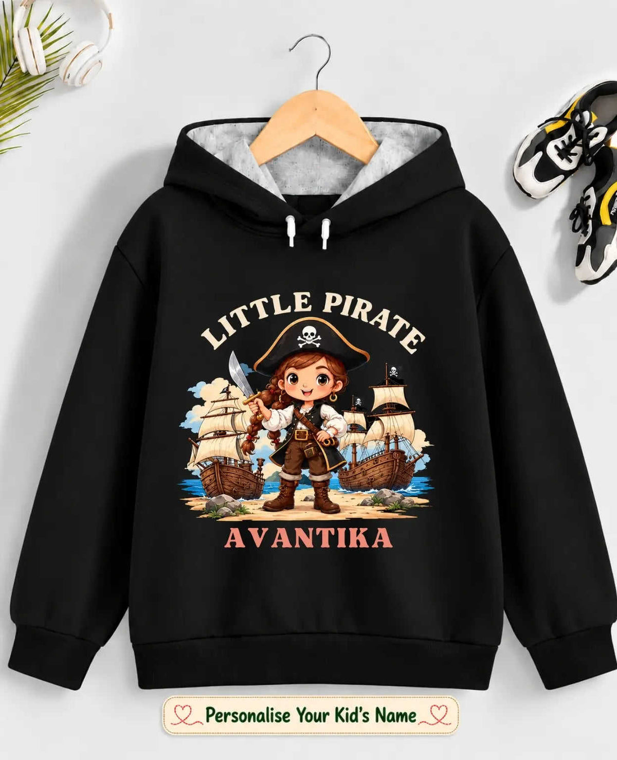 Little Captain Kid Cotton Custom Hoodie Swiftsoul