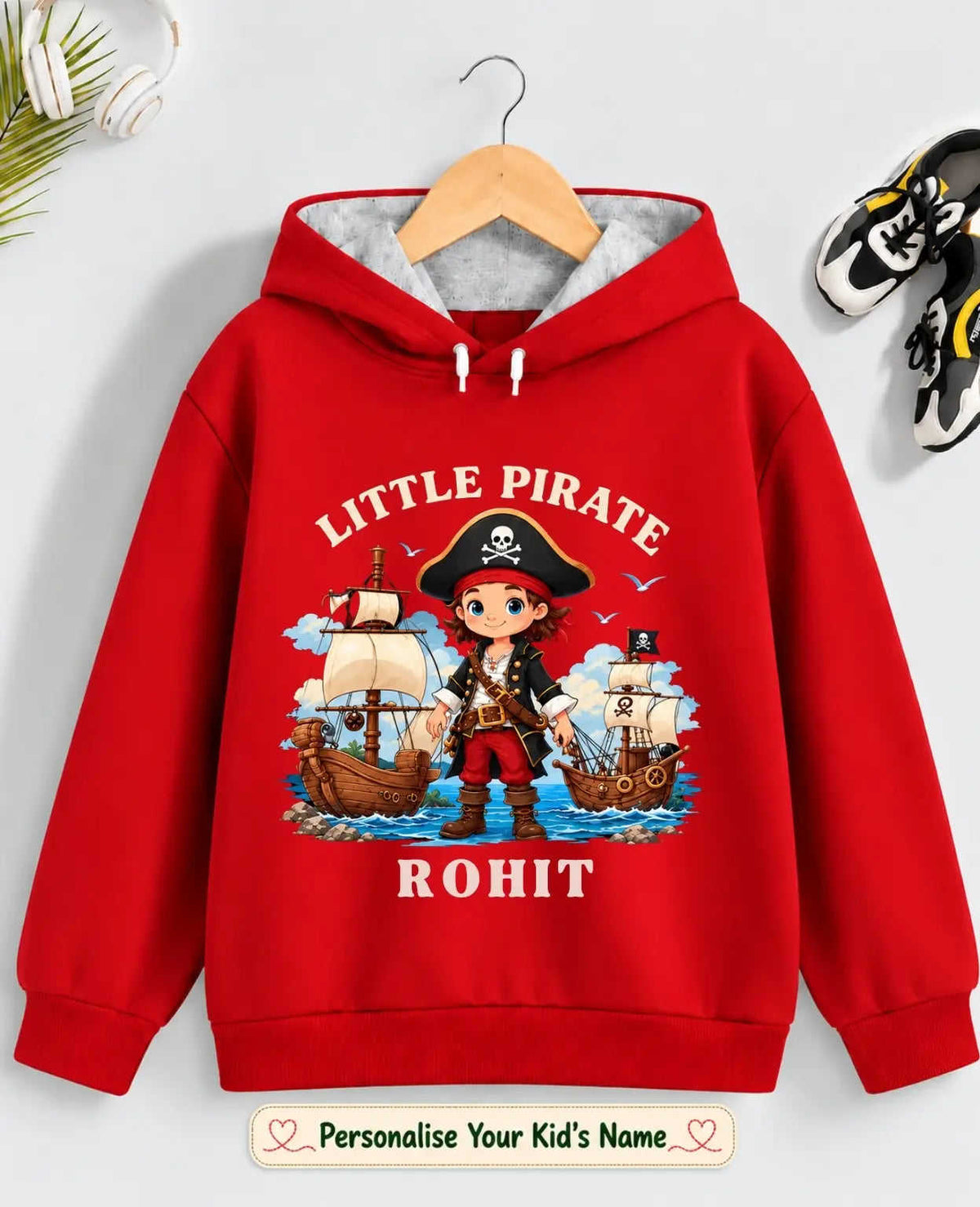 Little Captain Kid Cotton Custom Hoodie Swiftsoul