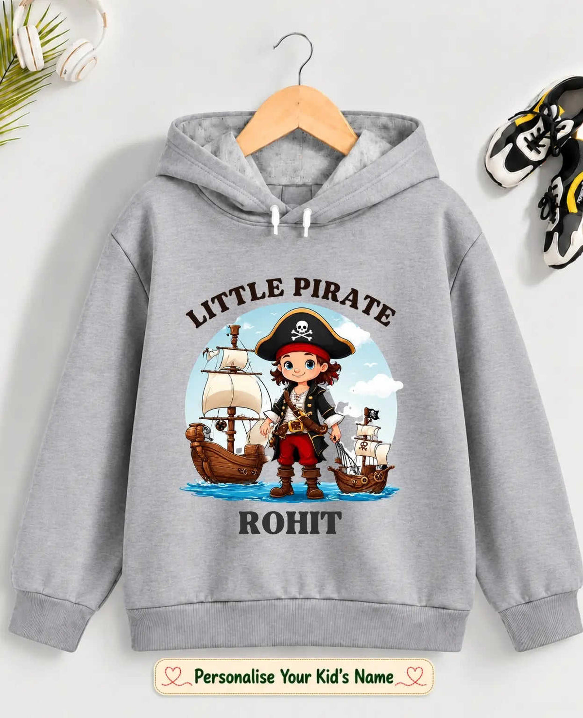 Little Captain Kid Cotton Custom Hoodie Swiftsoul
