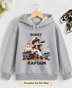 Little Captain Kid Cotton Custom Hoodie Swiftsoul