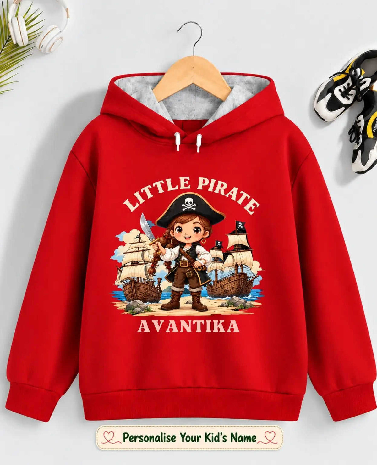 Little Captain Kid Cotton Custom Hoodie Swiftsoul
