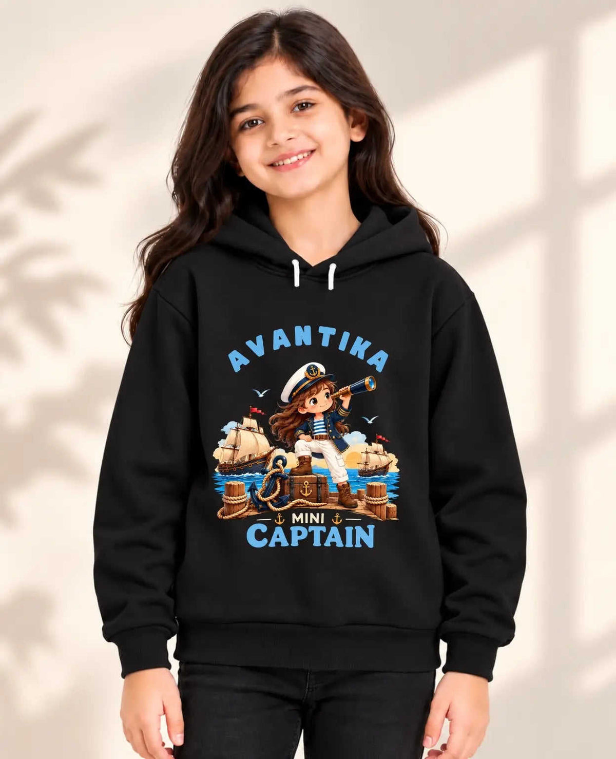 Little Captain Kid Cotton Custom Hoodie Swiftsoul