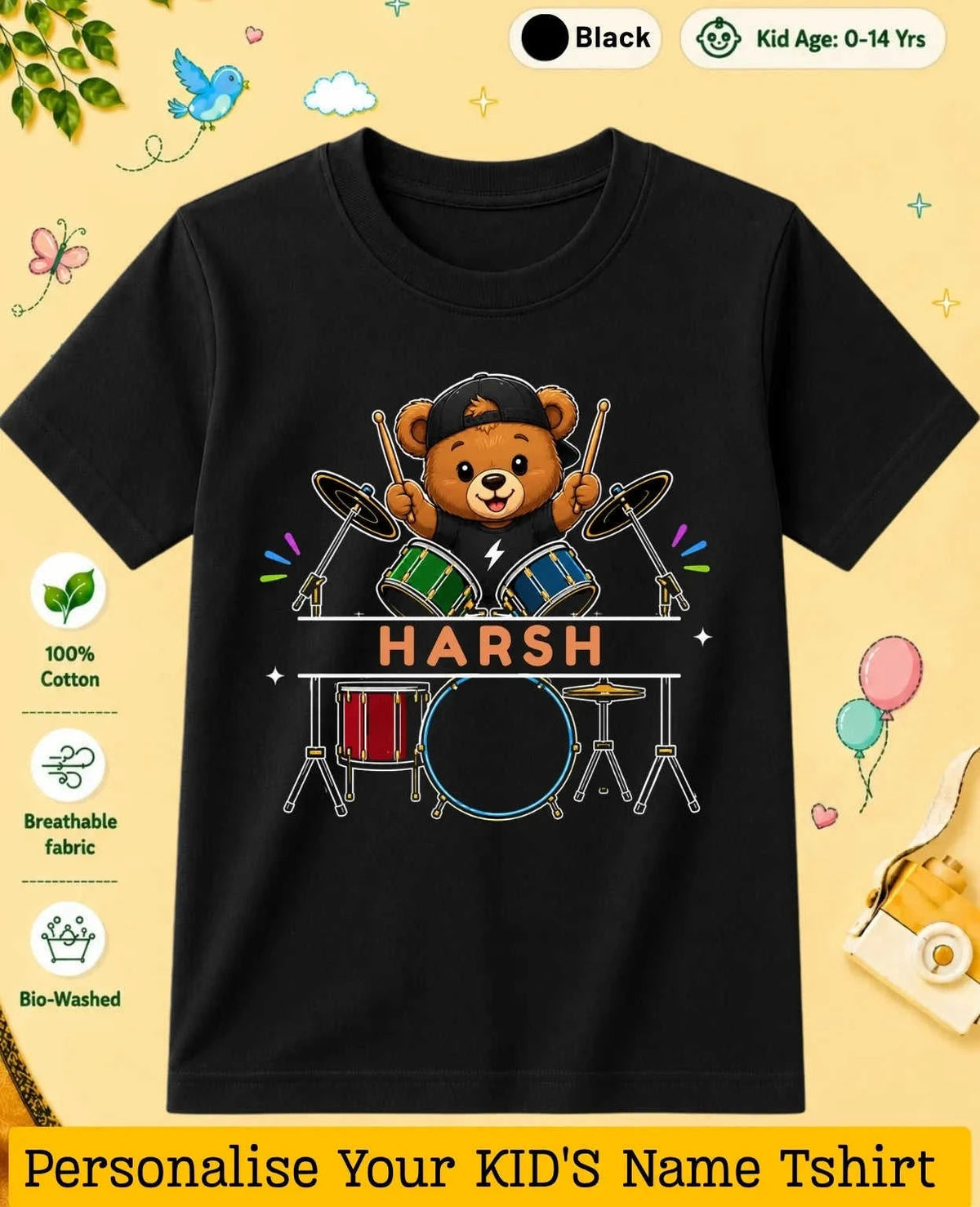Little Musician Custom Kid Cotton Tshirt Swiftsoul
