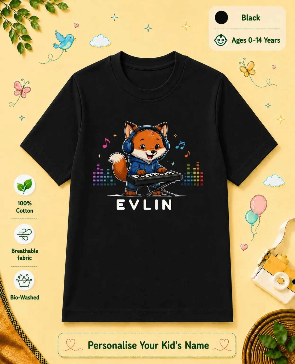 Little Musician Custom Kid Cotton Tshirt Swiftsoul