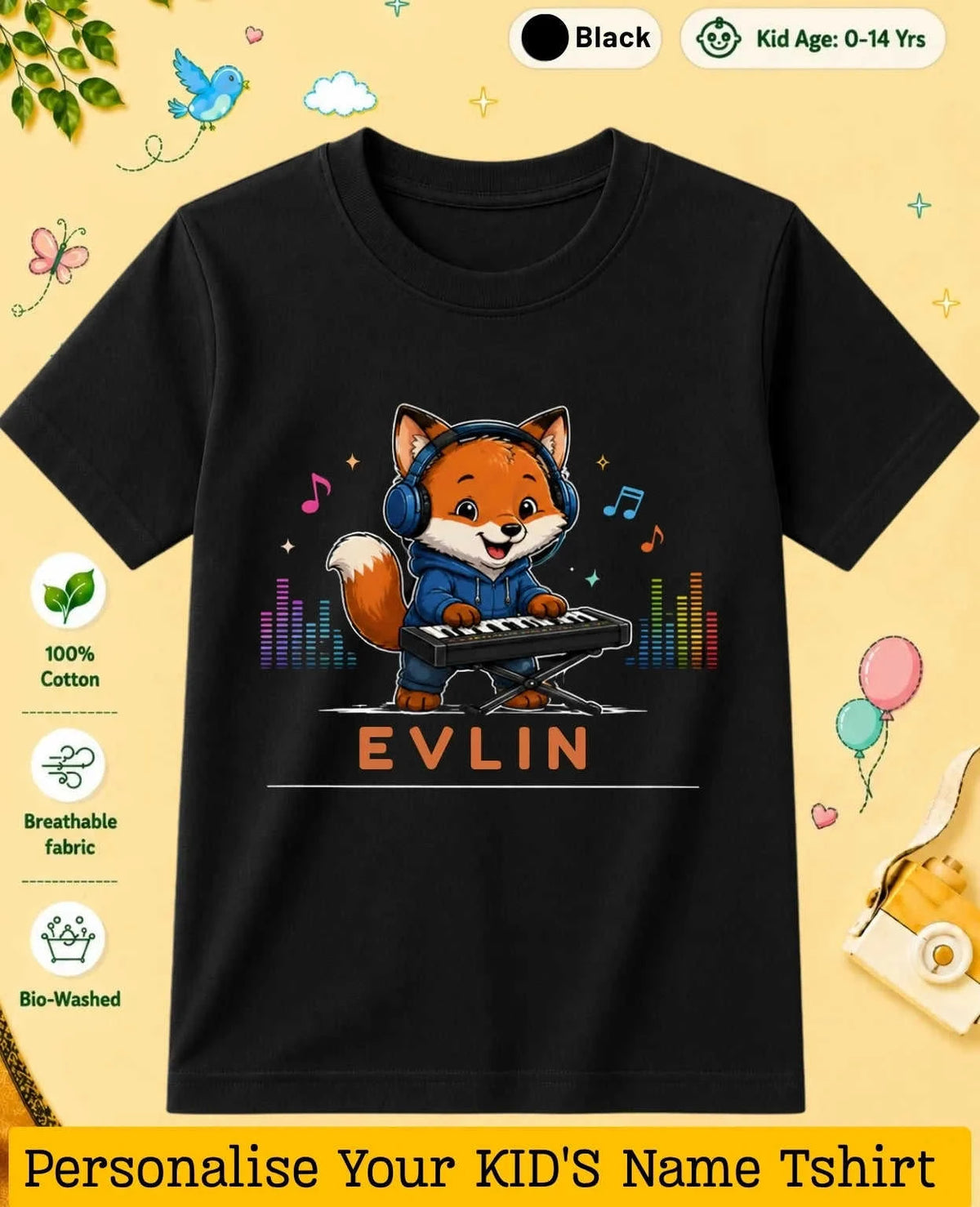 Little Musician Custom Kid Cotton Tshirt Swiftsoul