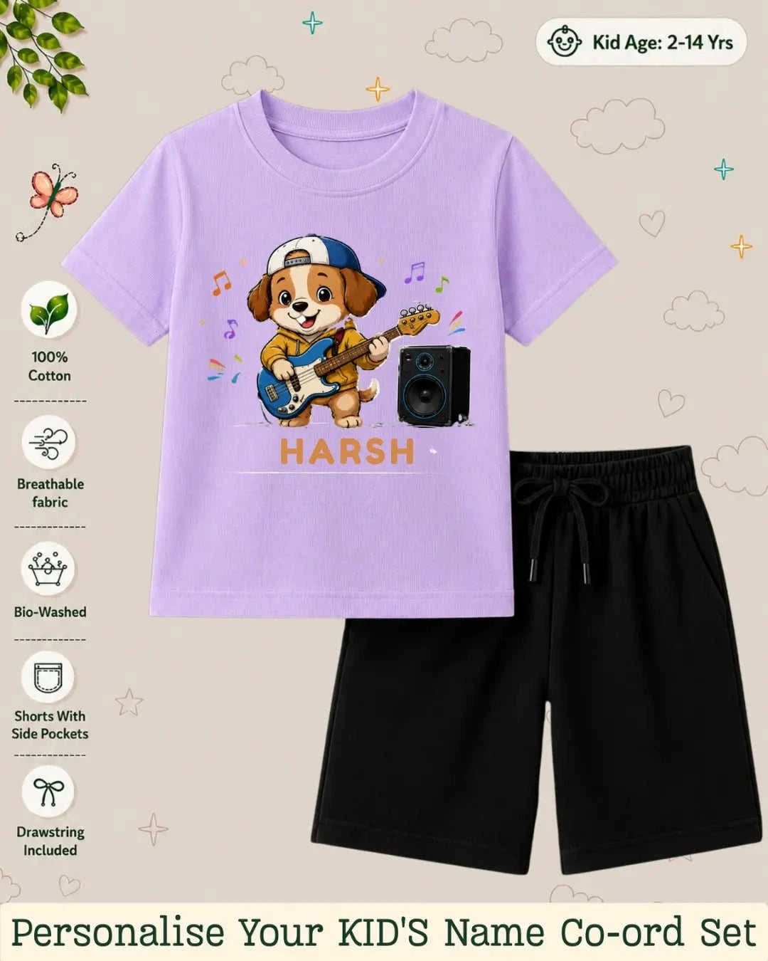 Little Musician Kid Custom Co-ord Set. Swiftsoul