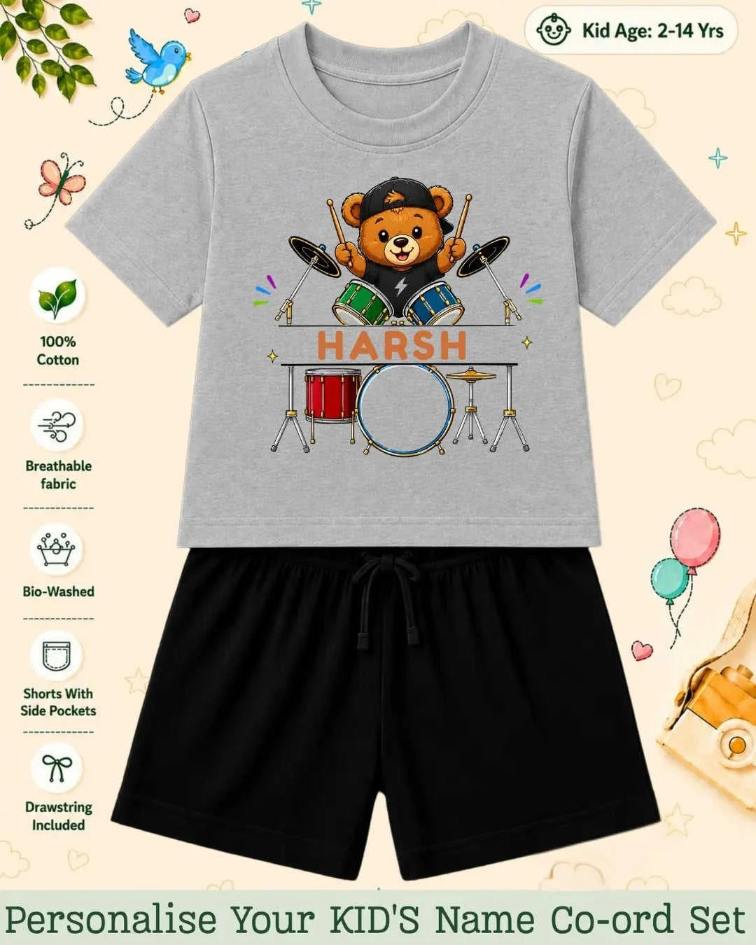 Little Musician Kid Custom Co-ord Set. Swiftsoul