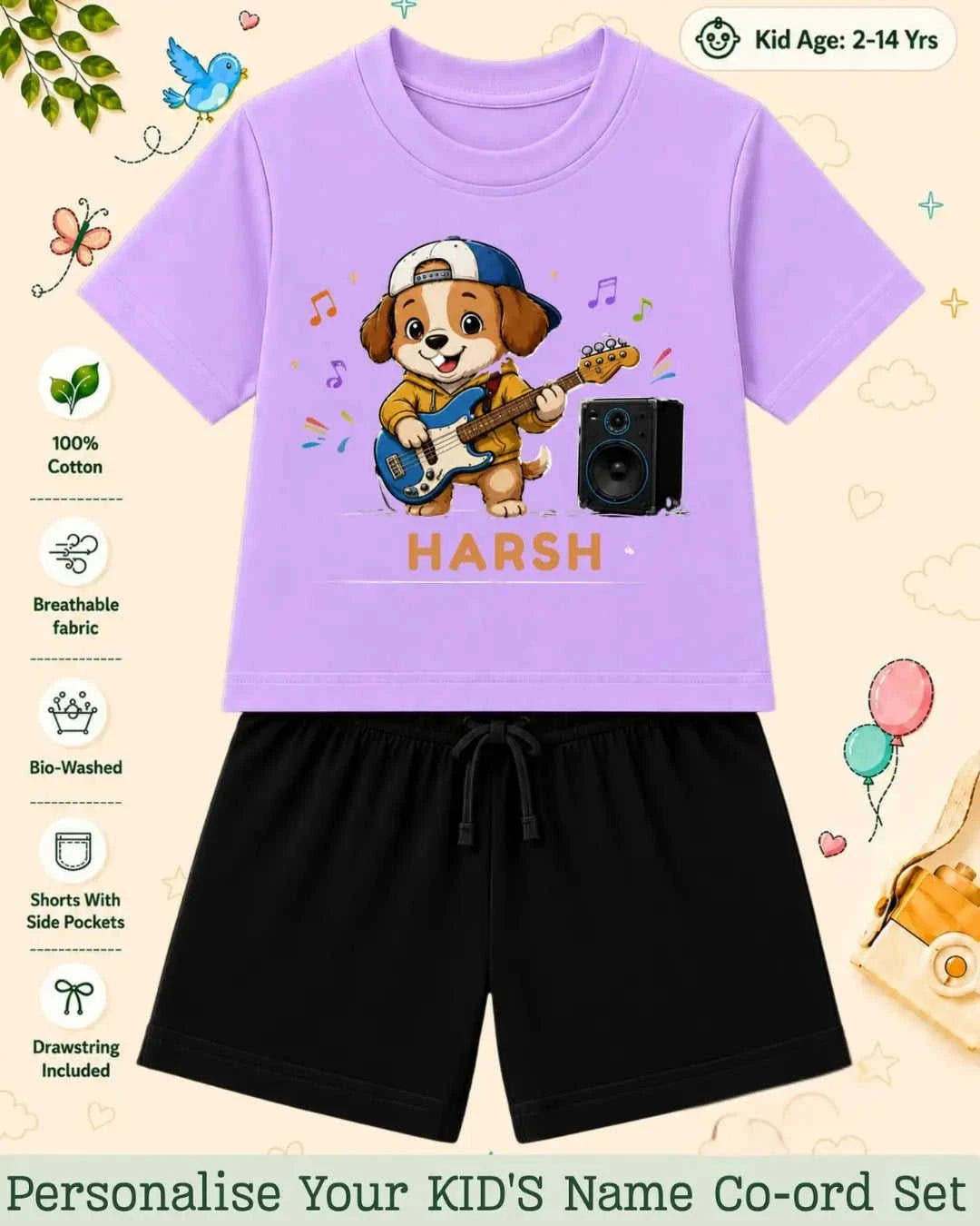 Little Musician Kid Custom Co-ord Set. Swiftsoul