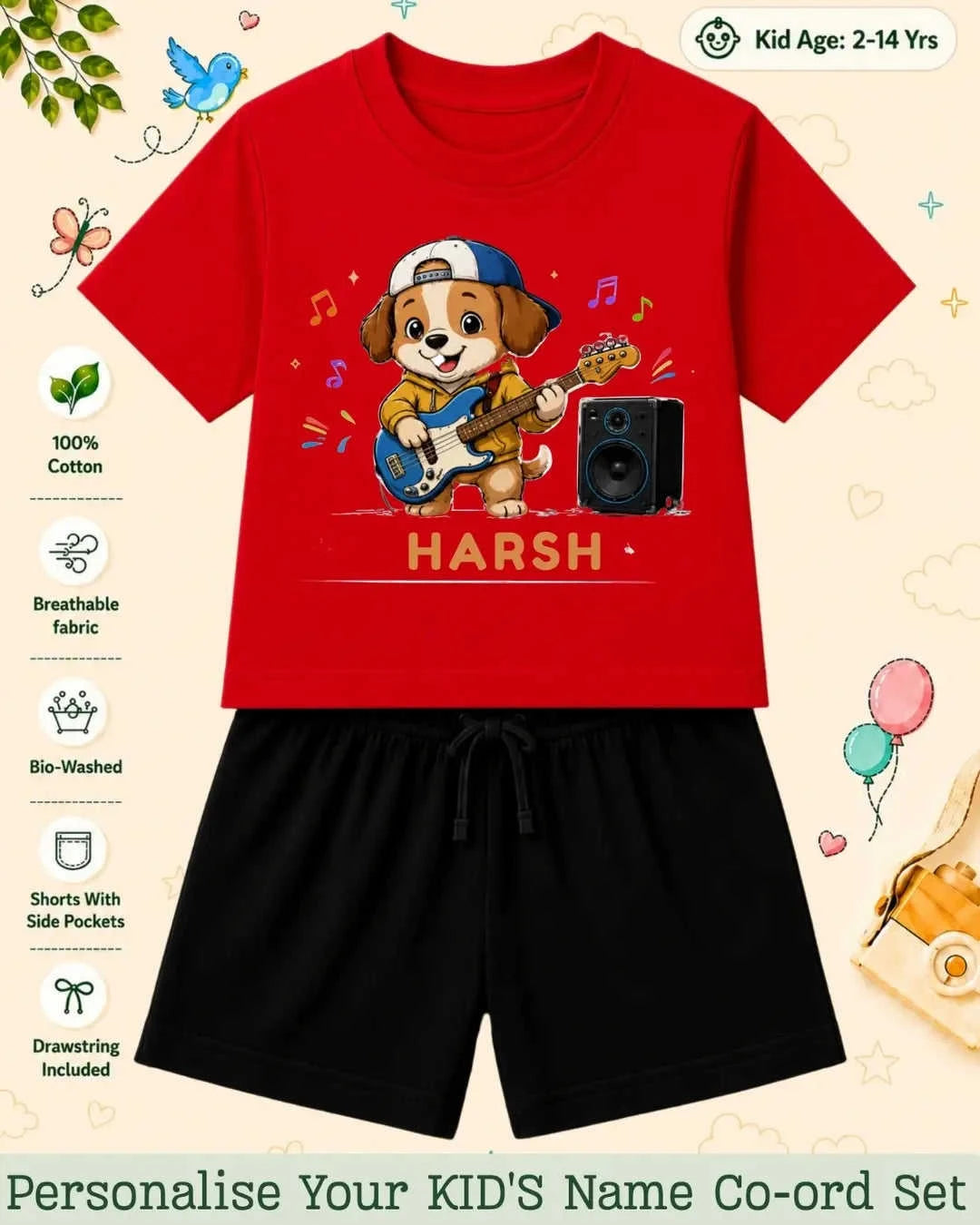 Little Musician Kid Custom Co-ord Set. Swiftsoul