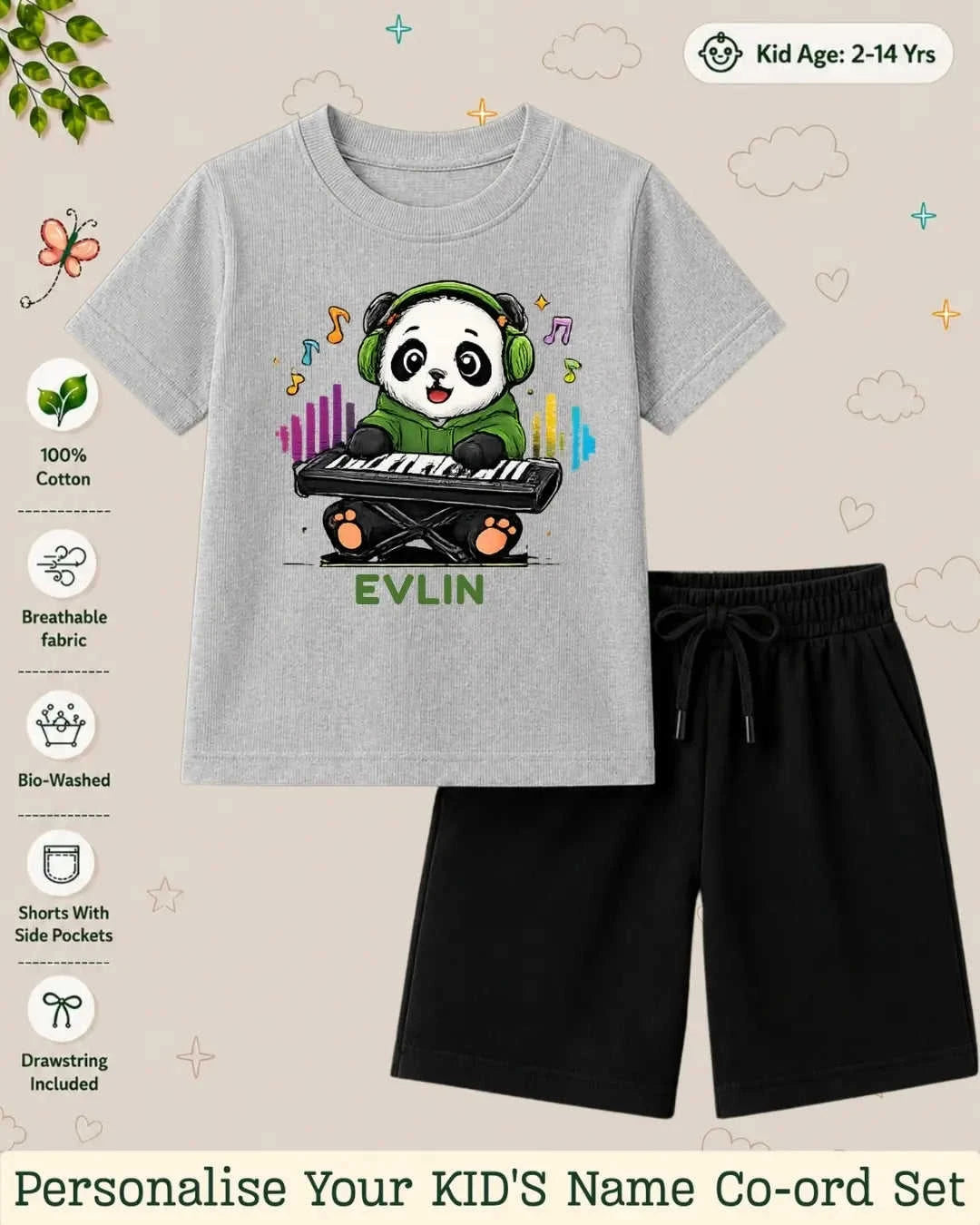 Little Musician Kid Custom Co-ord Set. Swiftsoul