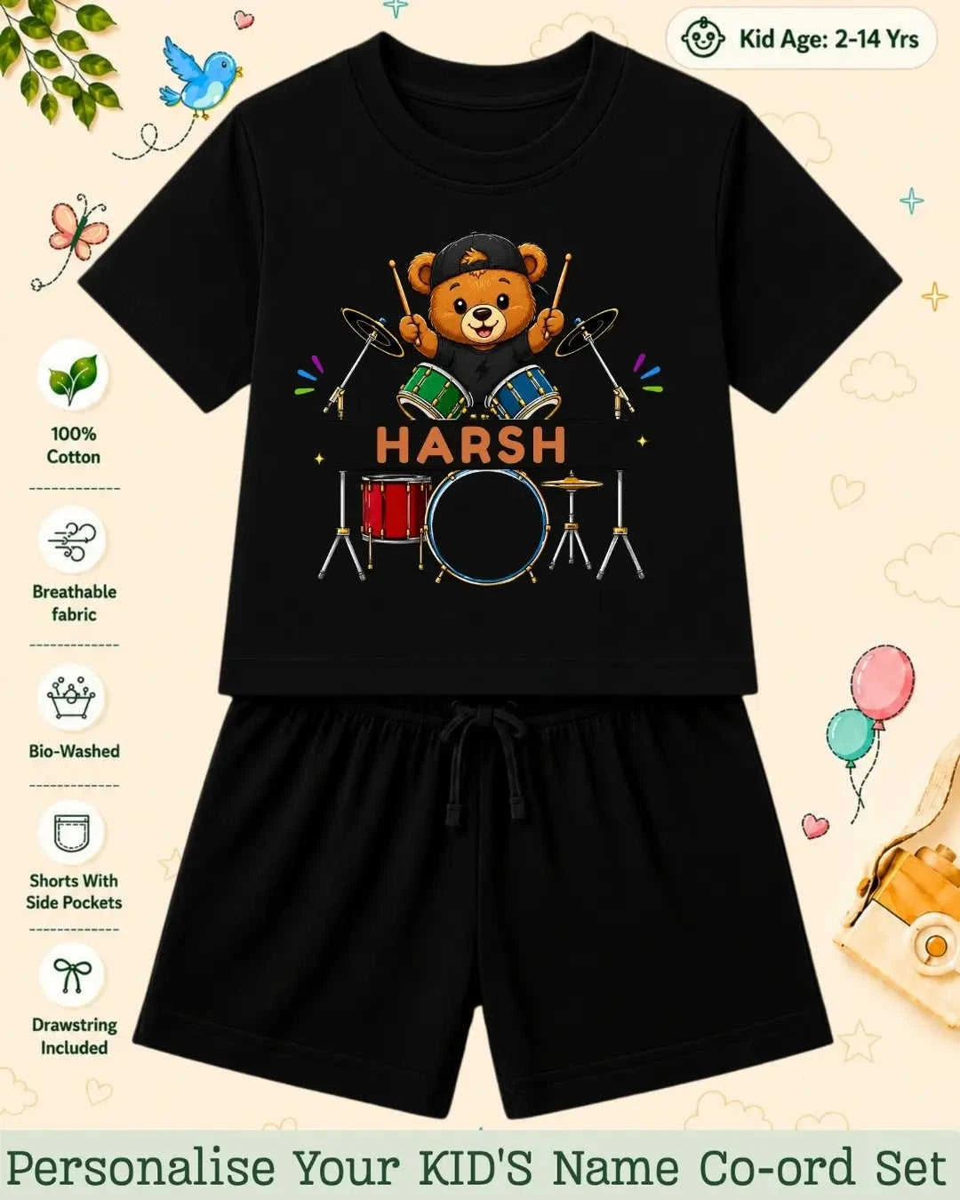 Little Musician Kid Custom Co-ord Set. Swiftsoul