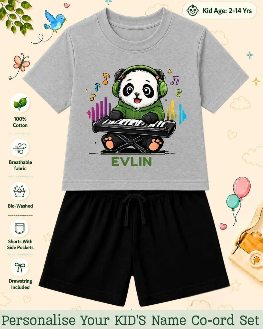 Little Musician Kid Custom Co-ord Set. Swiftsoul
