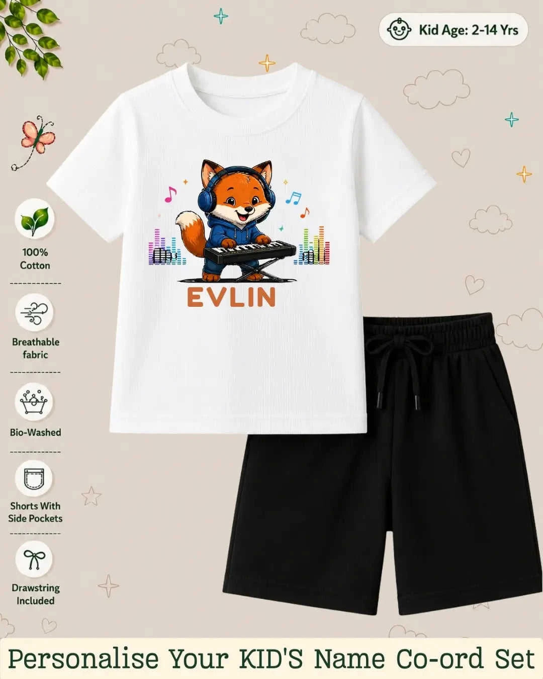 Little Musician Kid Custom Co-ord Set. Swiftsoul