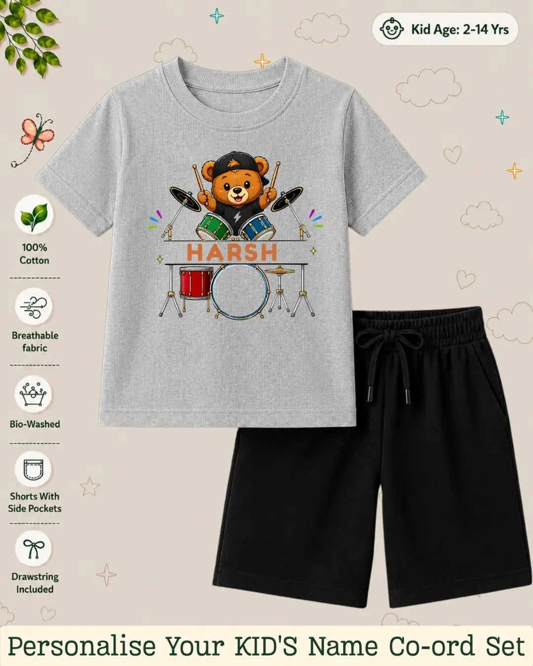 Little Musician Kid Custom Co-ord Set. Swiftsoul