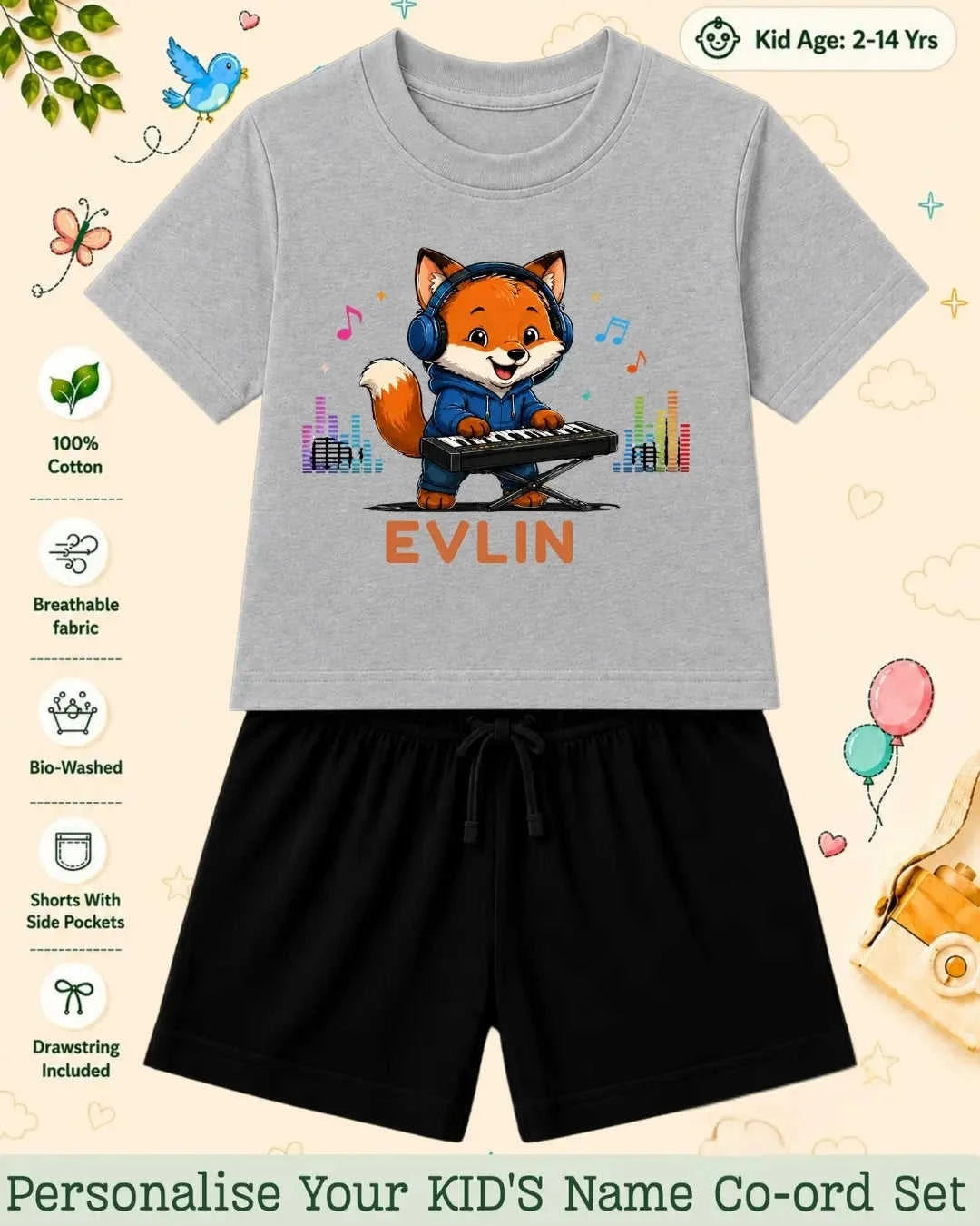 Little Musician Kid Custom Co-ord Set. Swiftsoul
