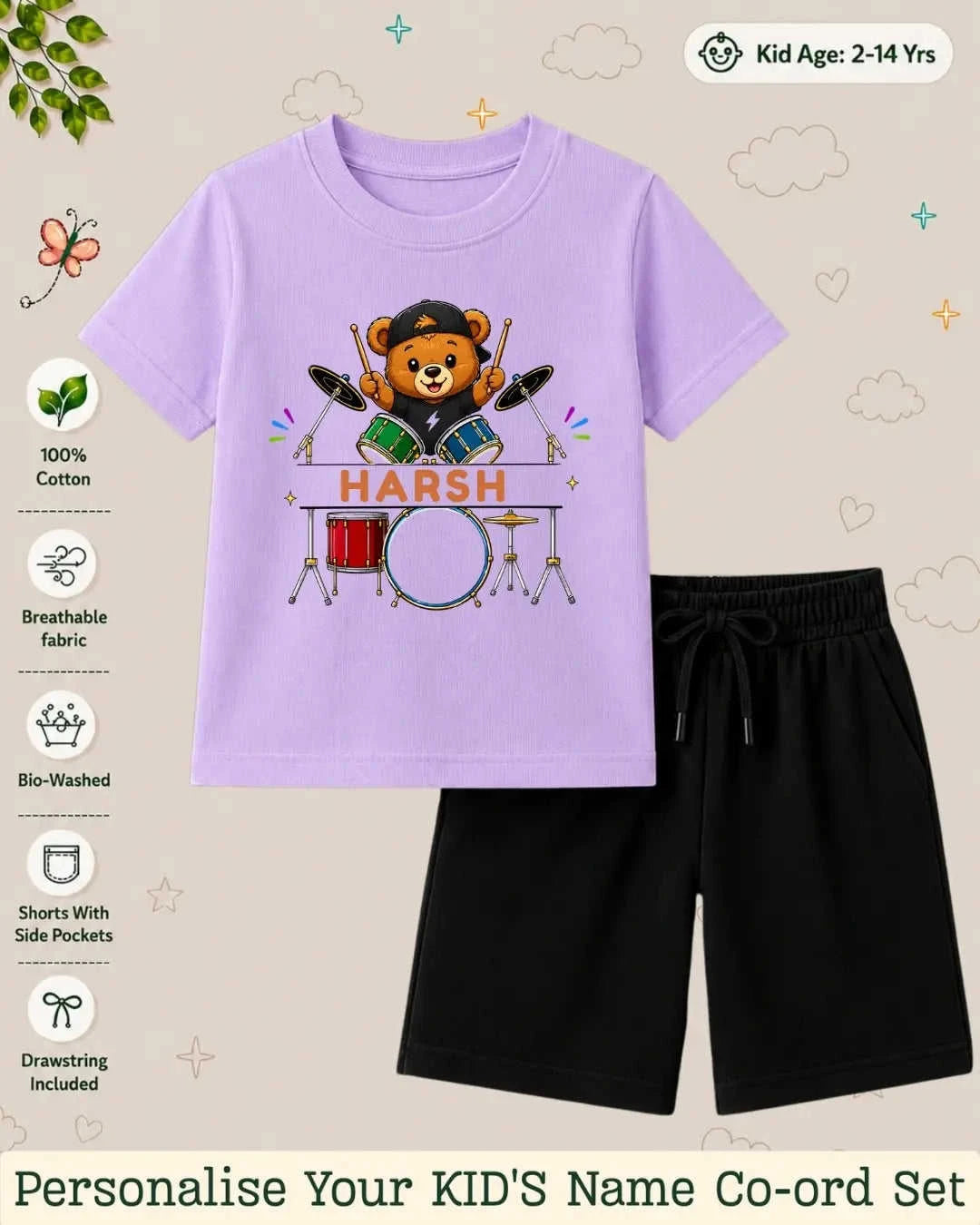 Little Musician Kid Custom Co-ord Set. Swiftsoul