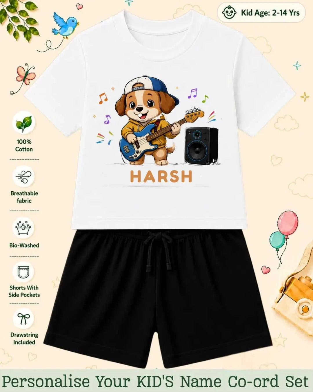 Little Musician Kid Custom Co-ord Set. Swiftsoul