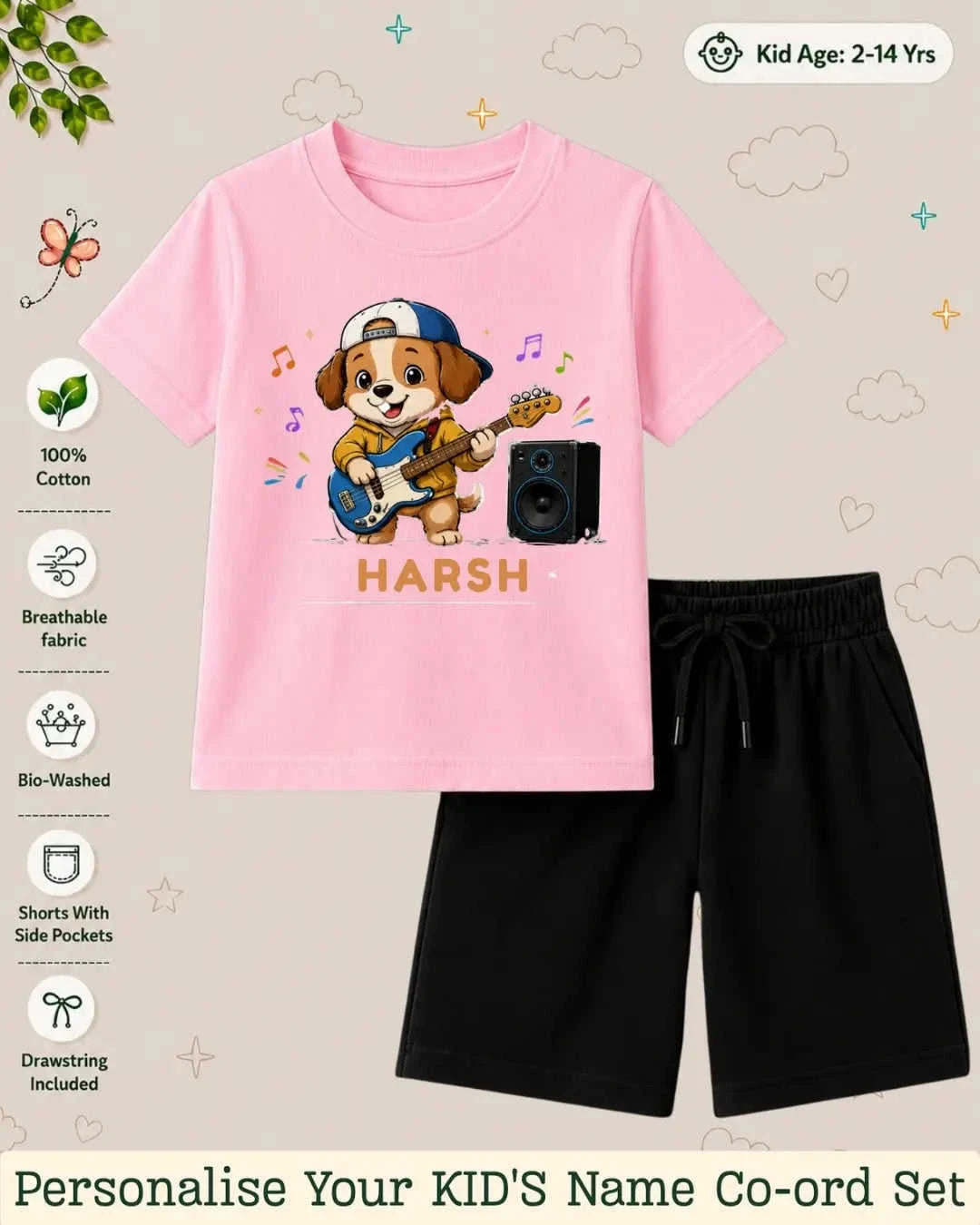 Little Musician Kid Custom Co-ord Set. Swiftsoul