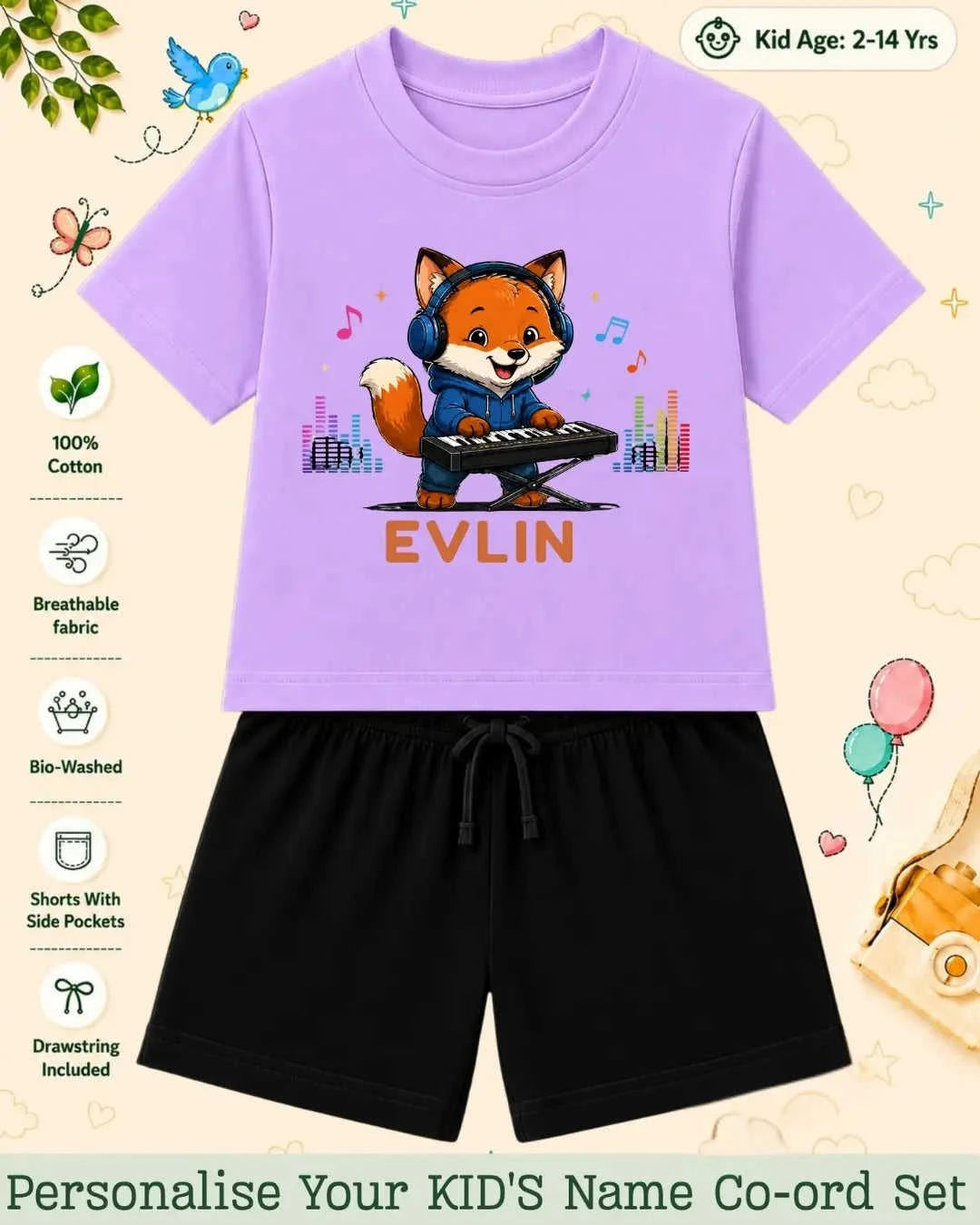 Little Musician Kid Custom Co-ord Set. Swiftsoul