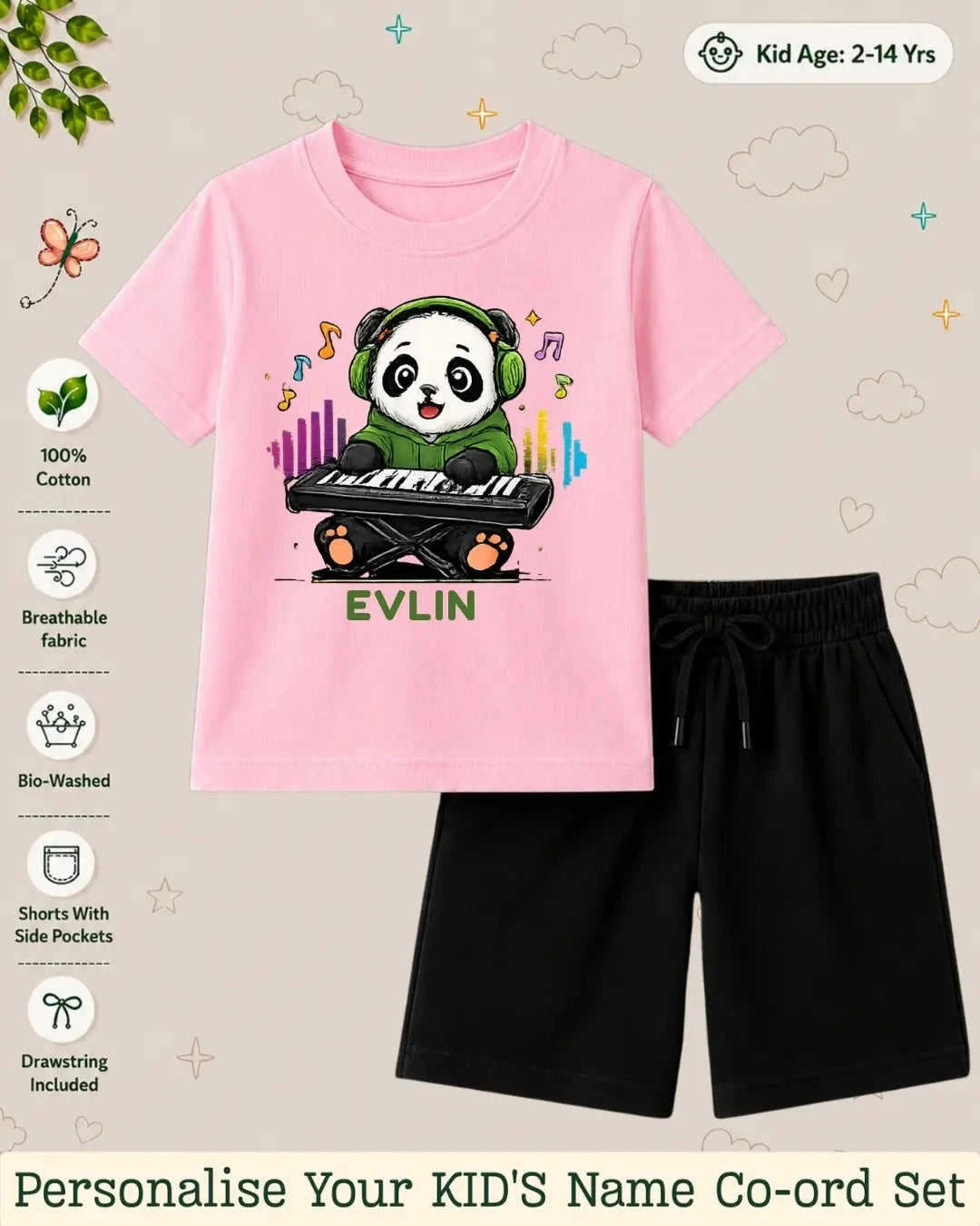 Little Musician Kid Custom Co-ord Set. Swiftsoul