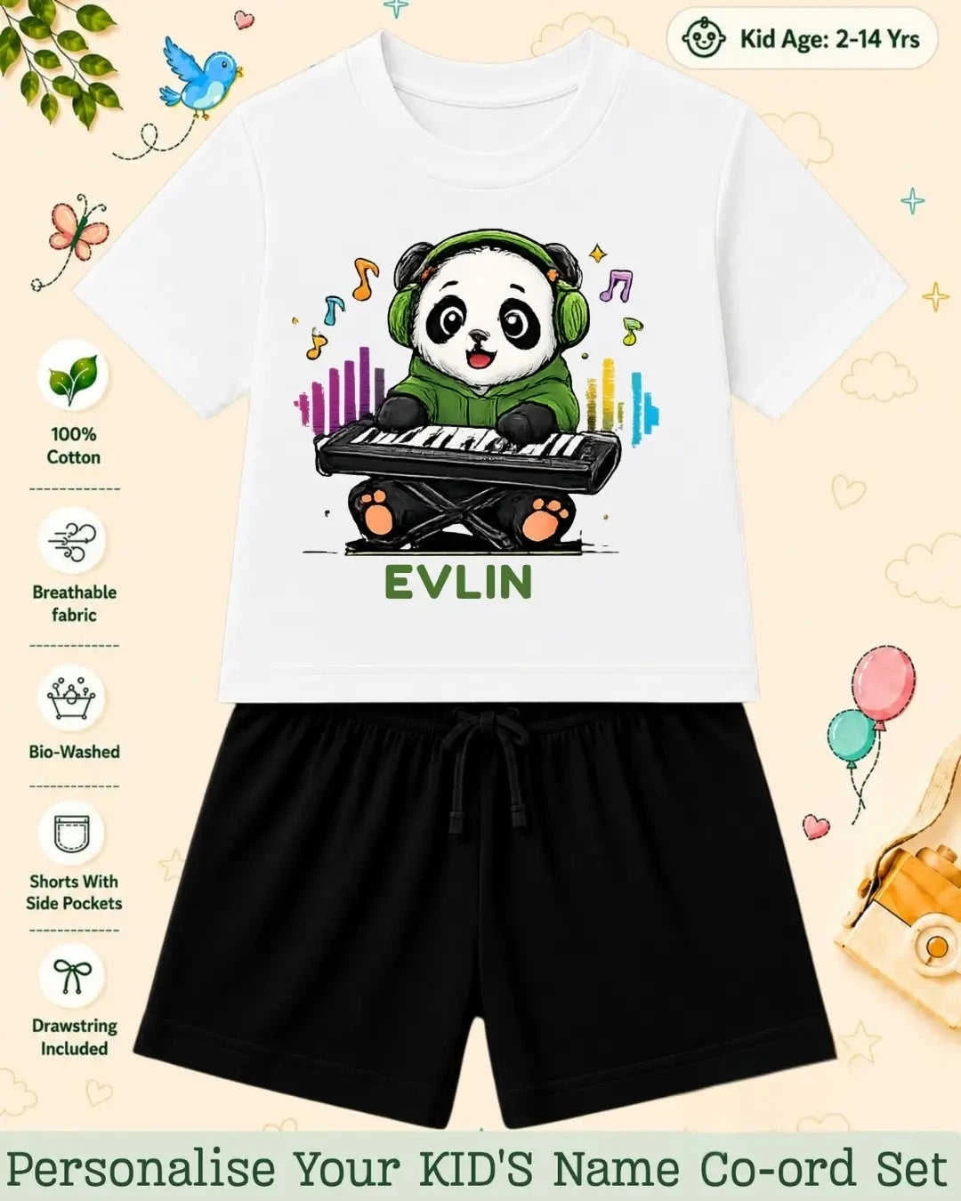 Little Musician Kid Custom Co-ord Set. Swiftsoul
