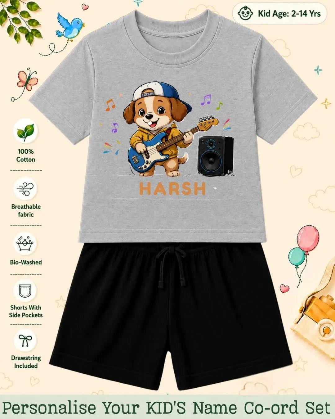 Little Musician Kid Custom Co-ord Set. Swiftsoul