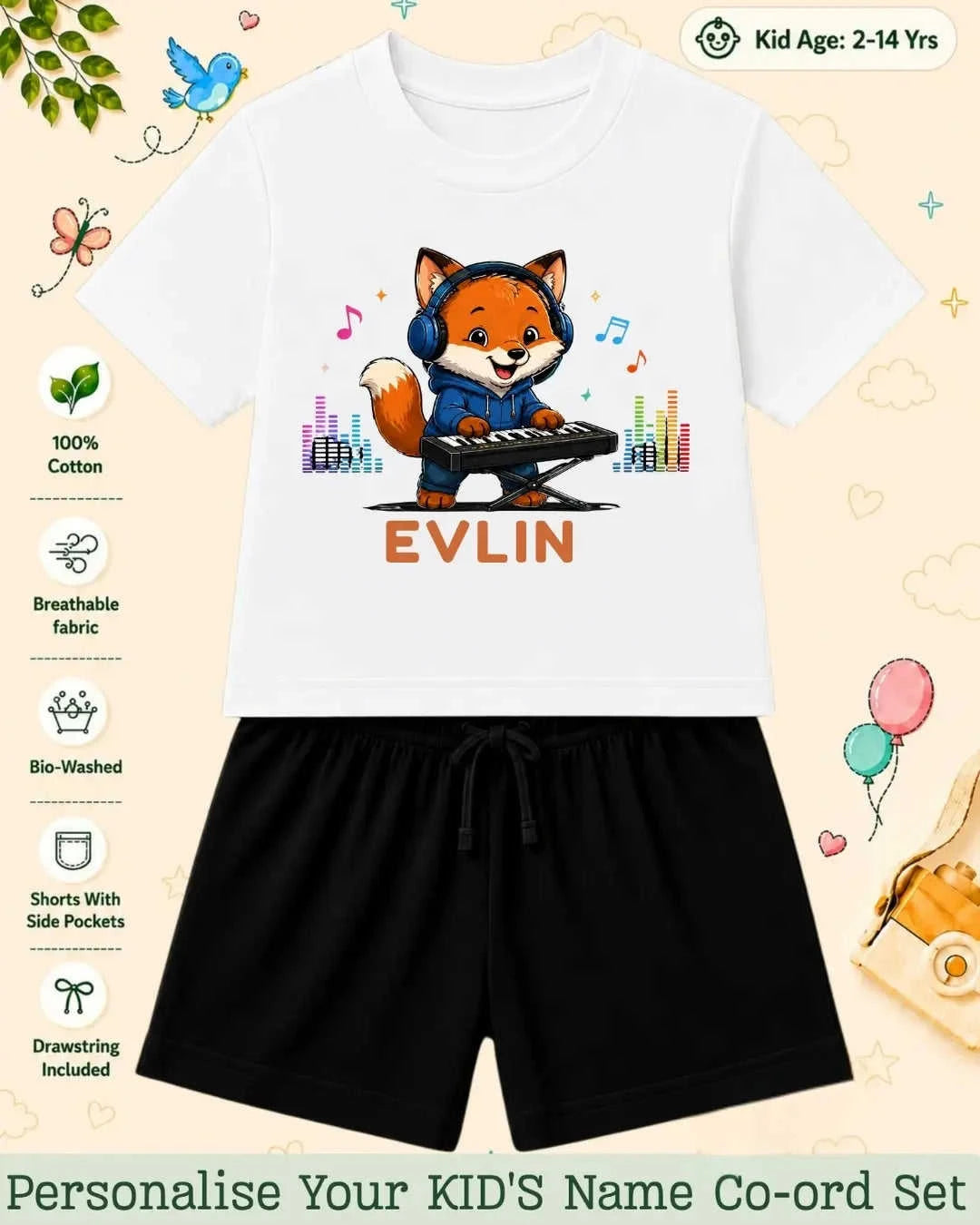 Little Musician Kid Custom Co-ord Set. Swiftsoul