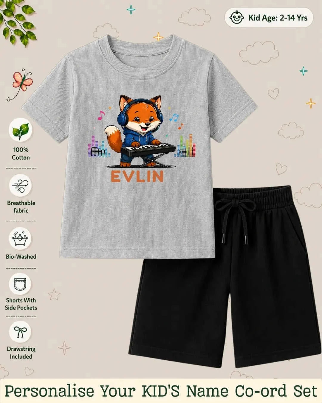 Little Musician Kid Custom Co-ord Set. Swiftsoul